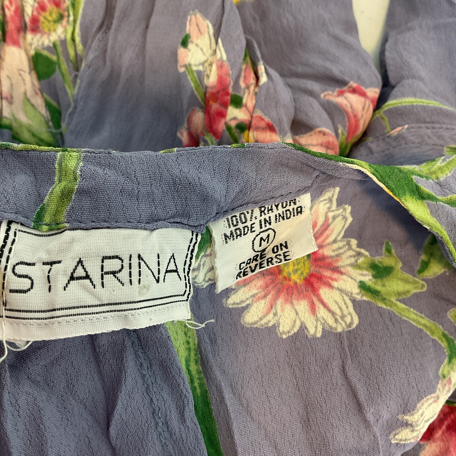 Romantic Skater Dress 90s Full Skirt Floral Starina Rayon Cottagecore Prairie