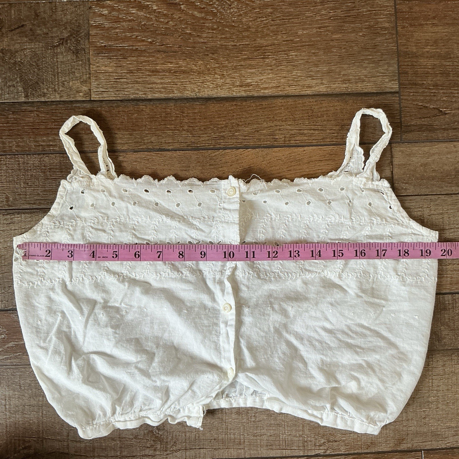 Antique Victorian Cotton Eyelet Camisole 39in Bust Button Corset Cover #33F4