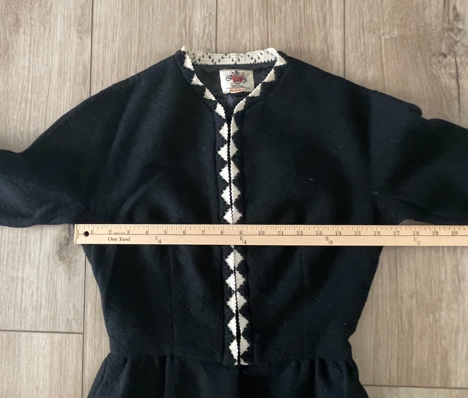 Vintage 1960s Lanz Original Tailored Long Sleeve Black Wool Dress-Women’s XS/S