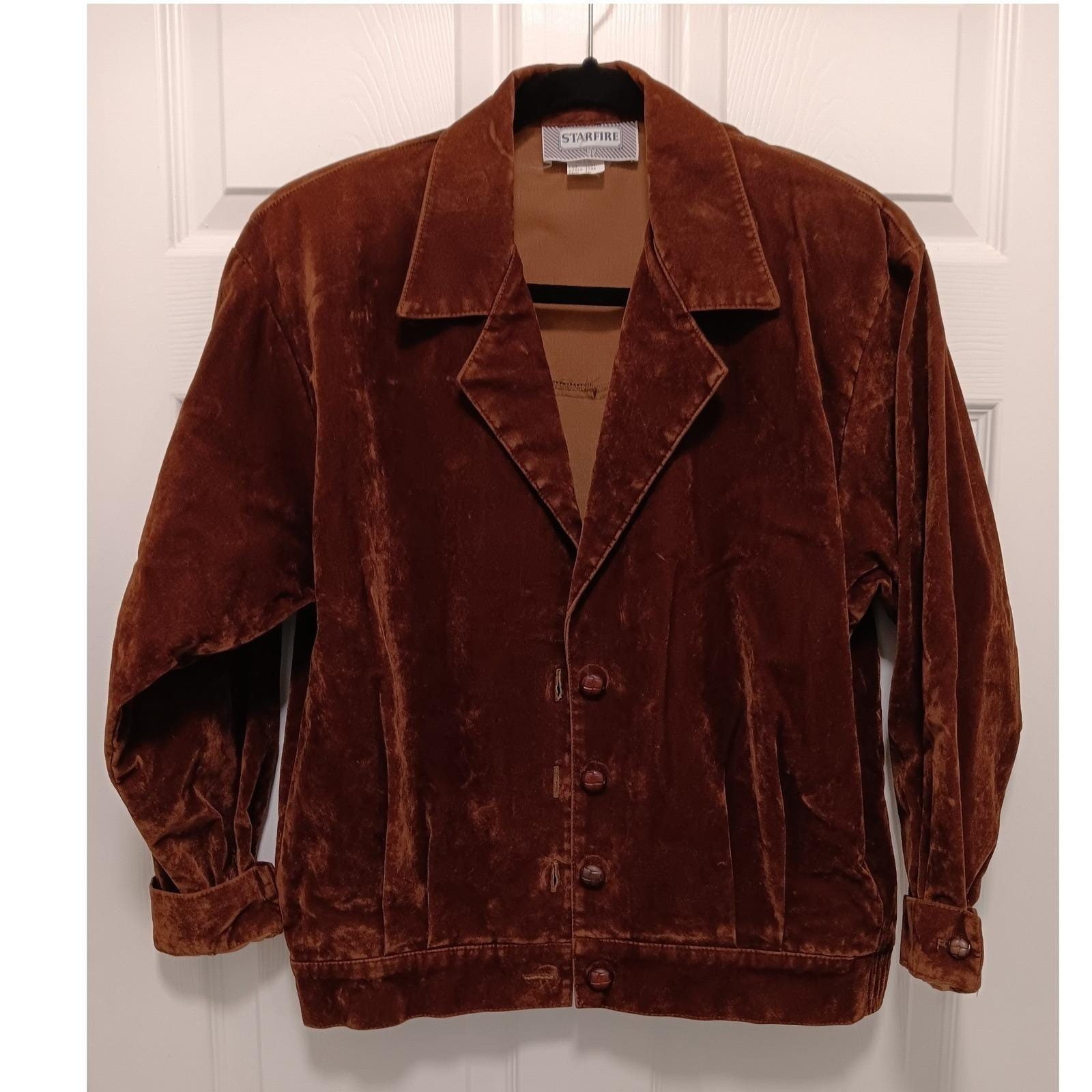 Starfire Vintage 90s Rust Brown Velvet 2 Piece Pant Suit Set Size 10 Made in USA