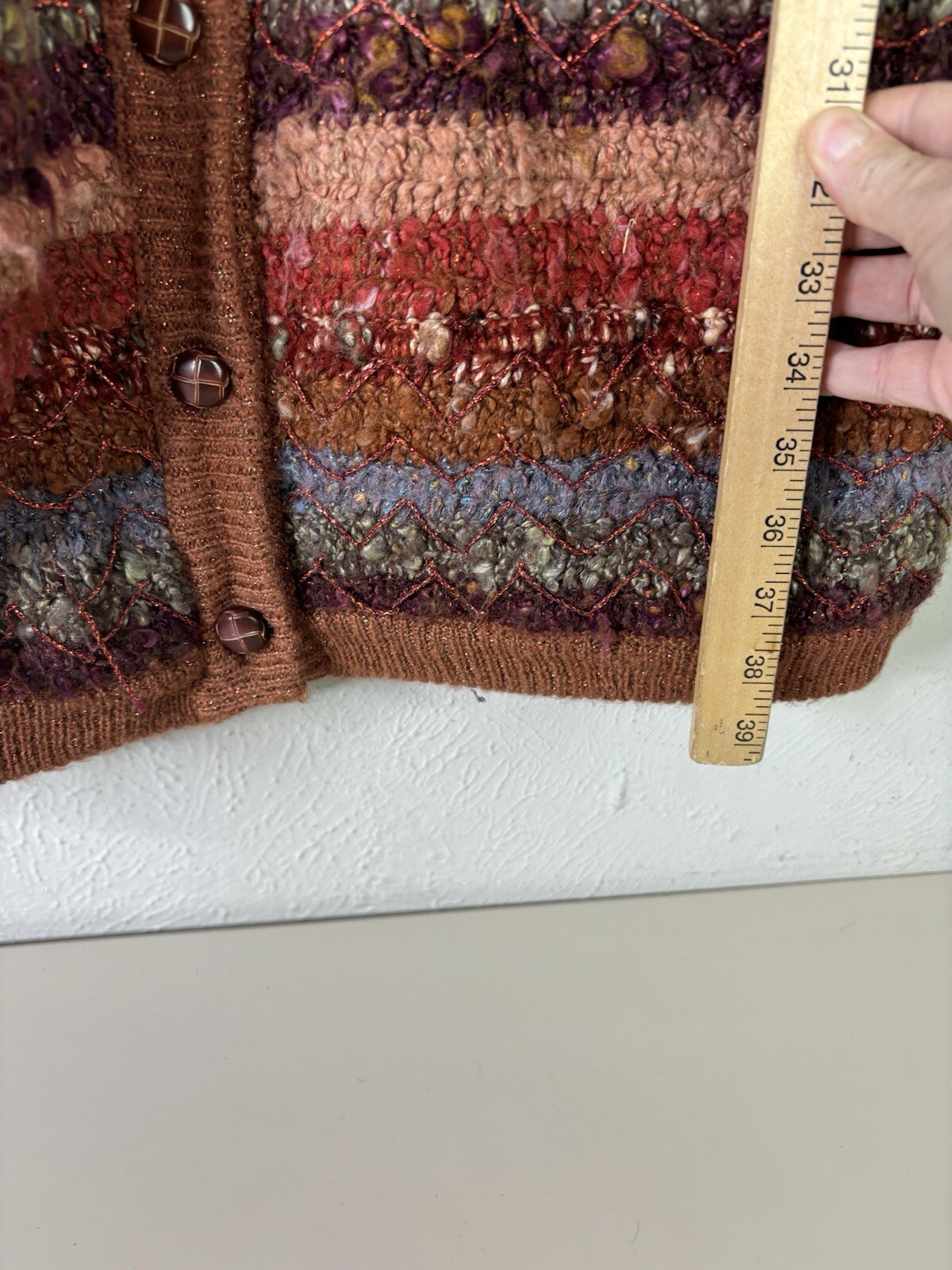 Marieakim XXL? Acrylic Patchwork Sweater Coat Button Up Heavy Dolman Sleeve EUC