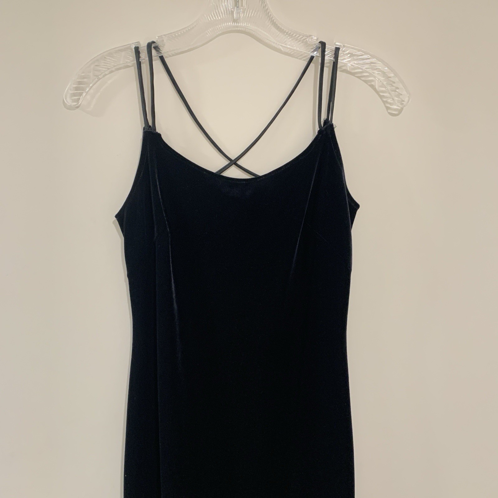 Vtg Y2k 579 Black Velvet Dress Small? Fairy Grunge Whimsigoth Vamp 90s Open Back