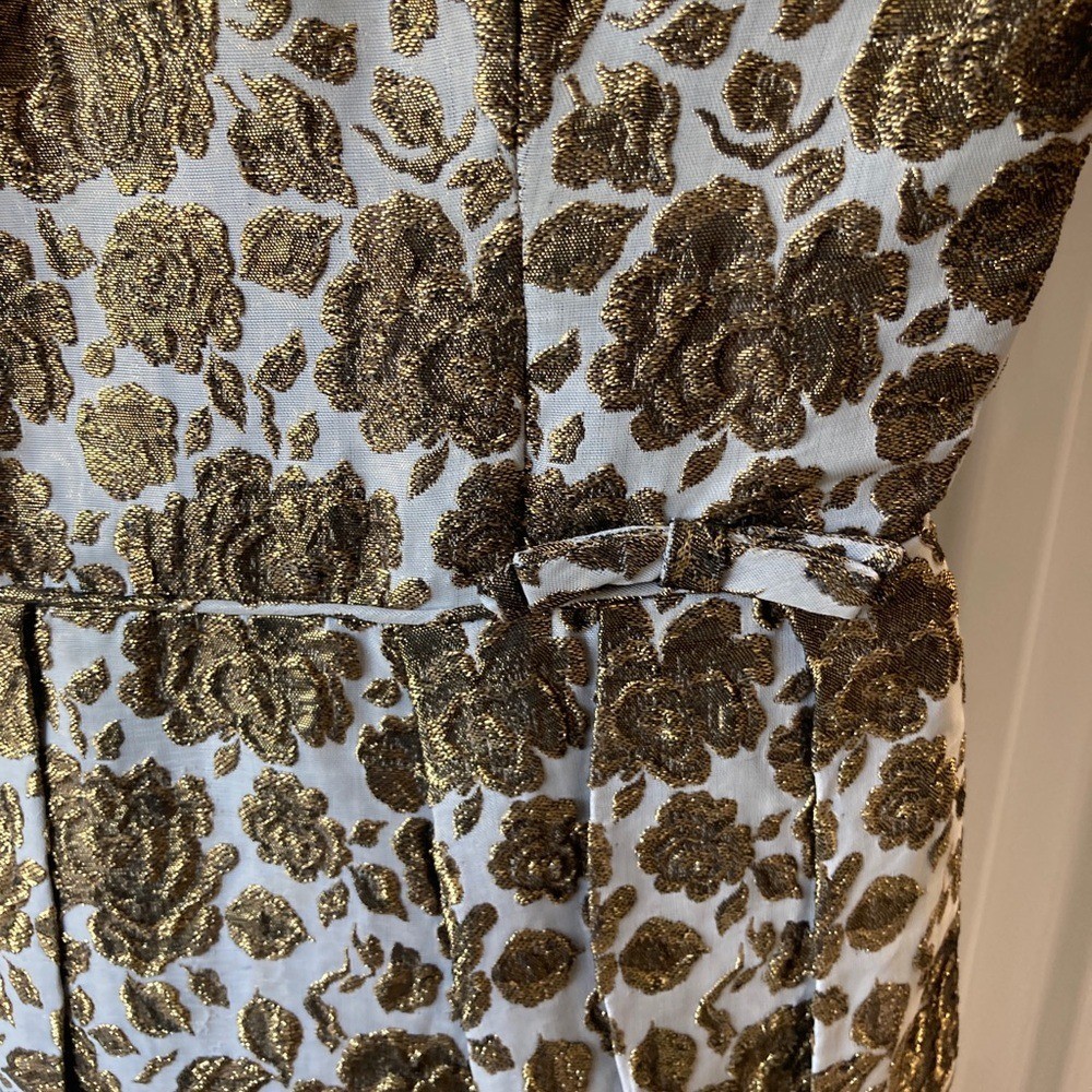 Mod Golden Rose Brocade Mini Dress 1960s