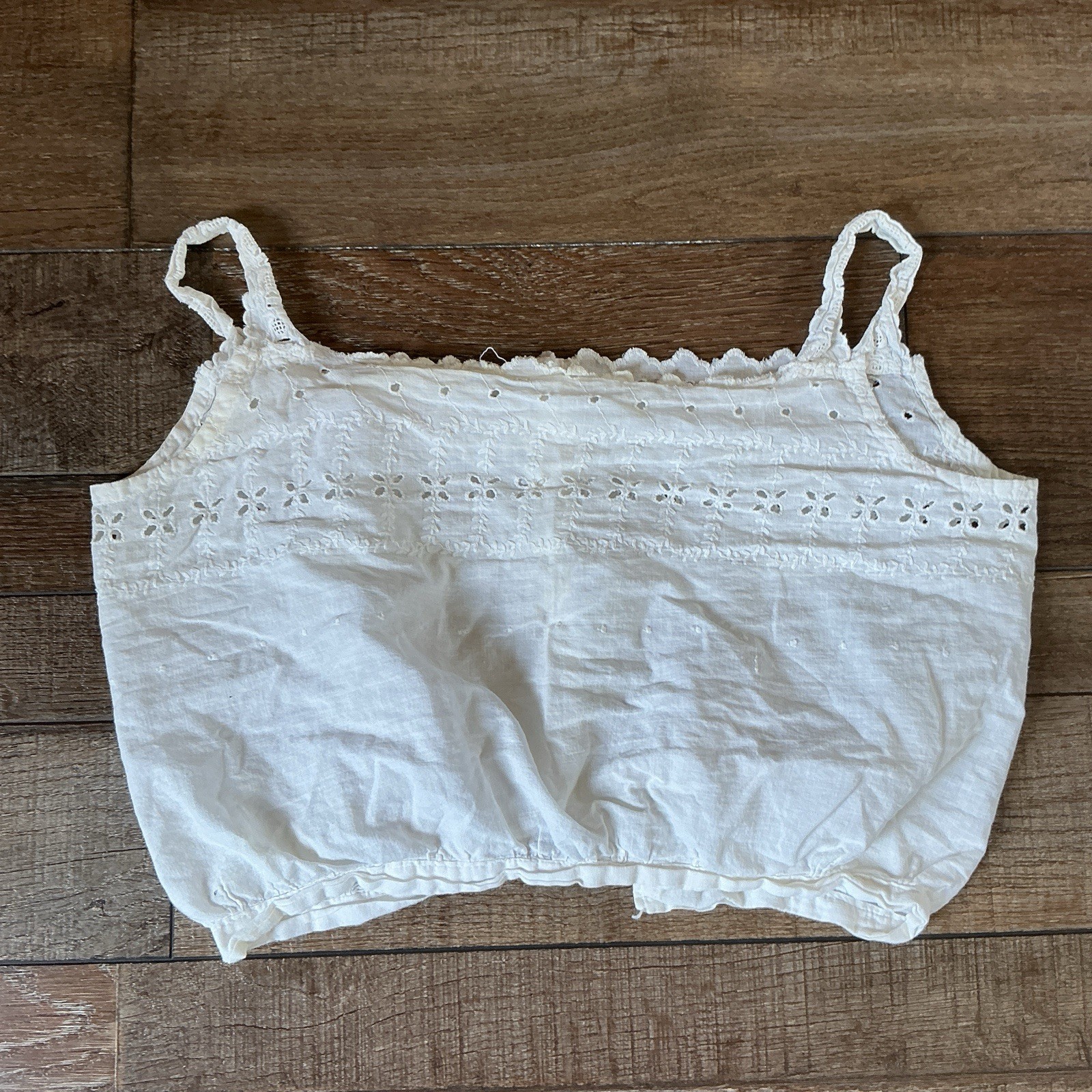 Antique Victorian Cotton Eyelet Camisole 39in Bust Button Corset Cover #33F4