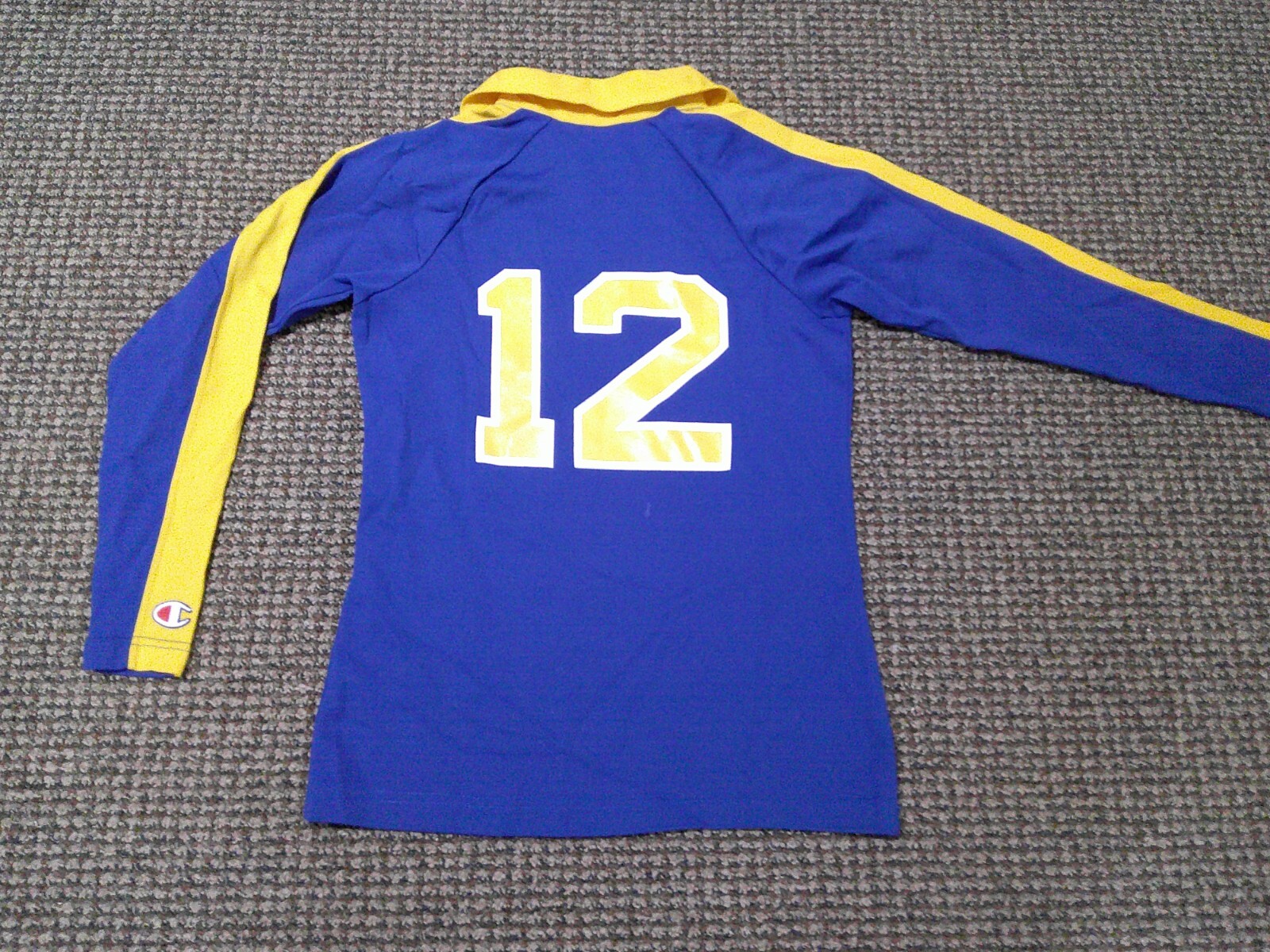 Vtg 70’s Lady Champion Nylon MOUNTIES Jersey L/S Shirt Blue/Yellow USA 12 NOS