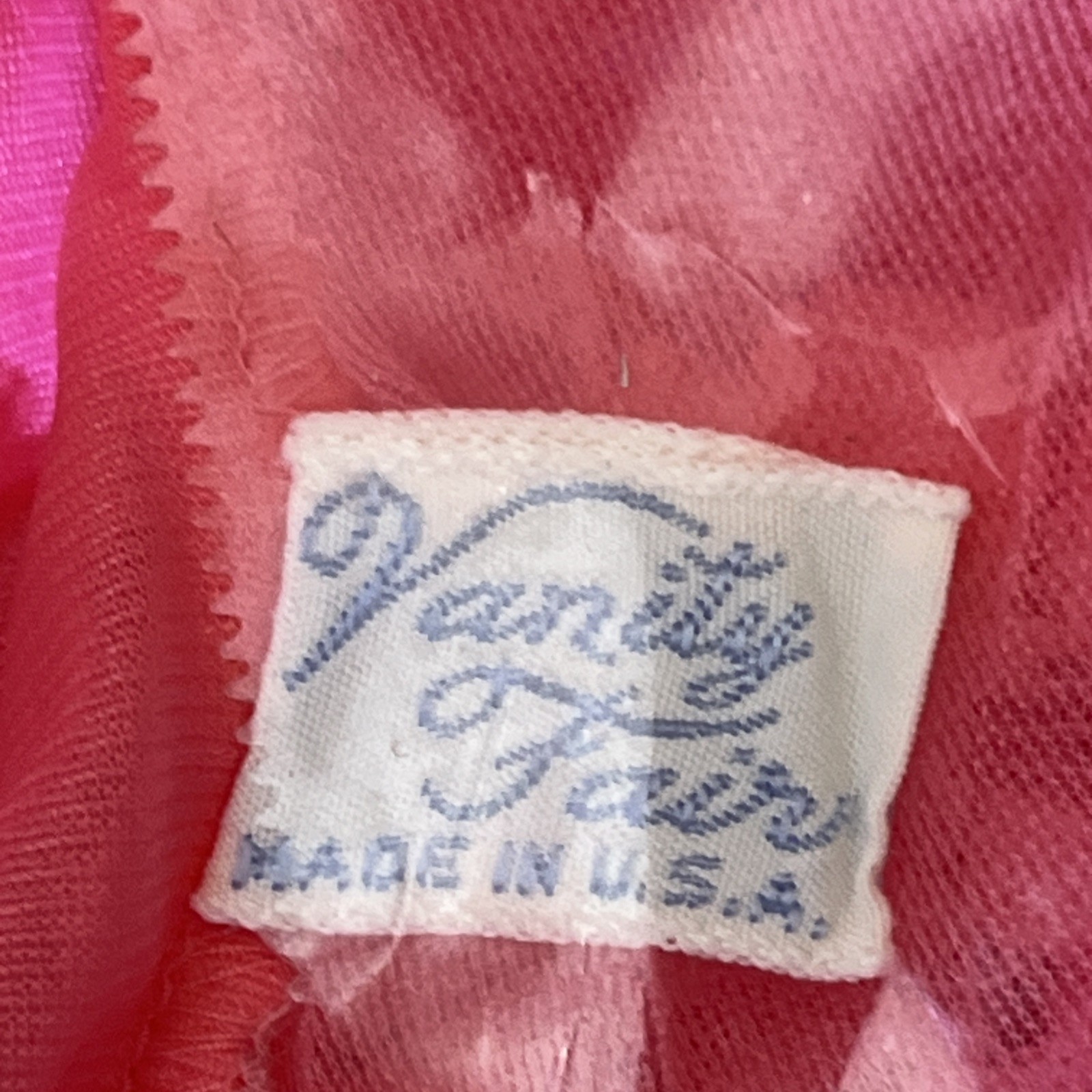 VTG 50’s VANITY FAIR SIZE M 32 NIGHTIE NIGHTGOWN PINK TRICOT NYLON CHIFFON LACE