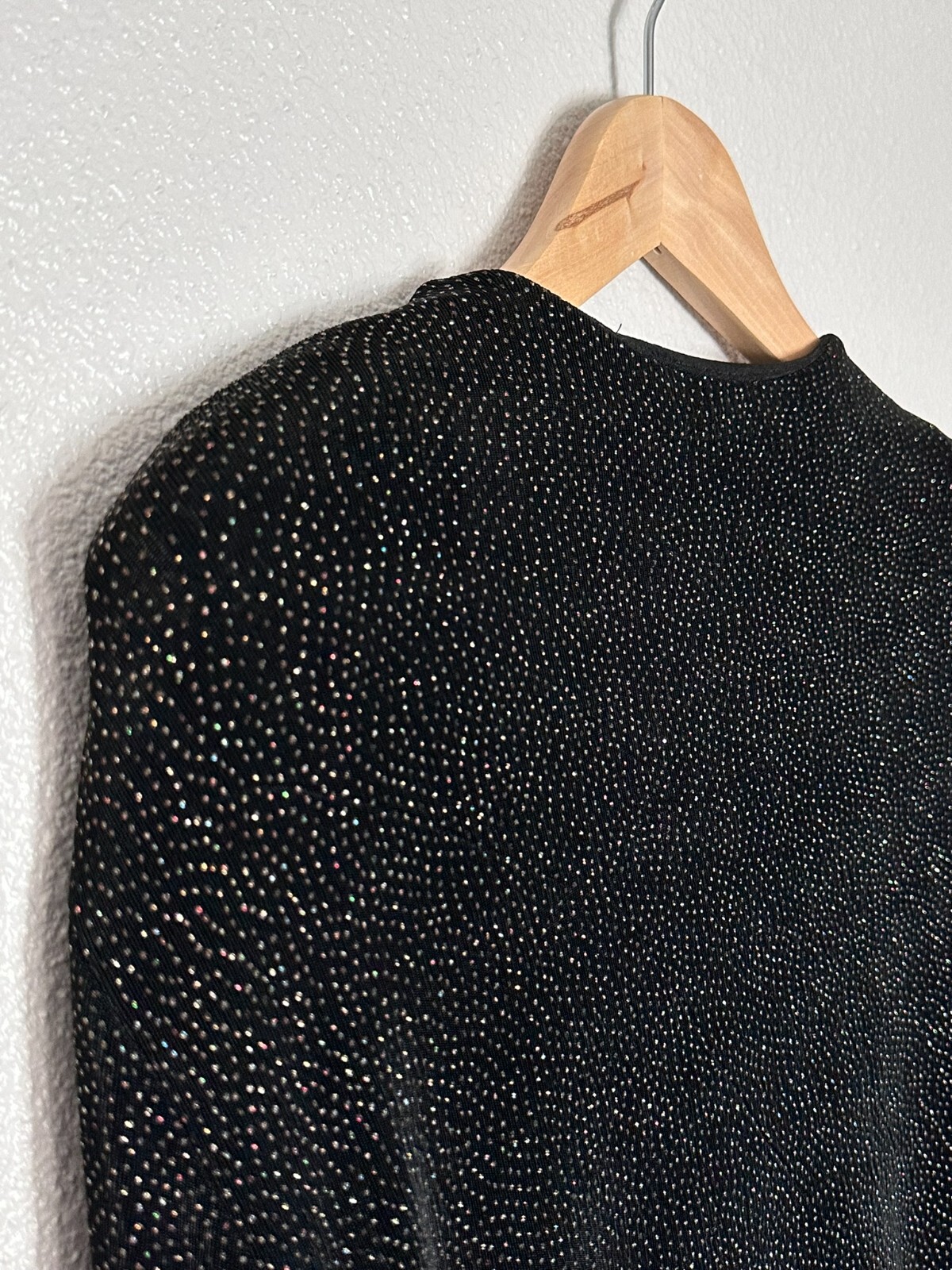 Vintage Amanda Black w/ Iridescent Sparkle Open Front Stretch Cardigan – Women’s