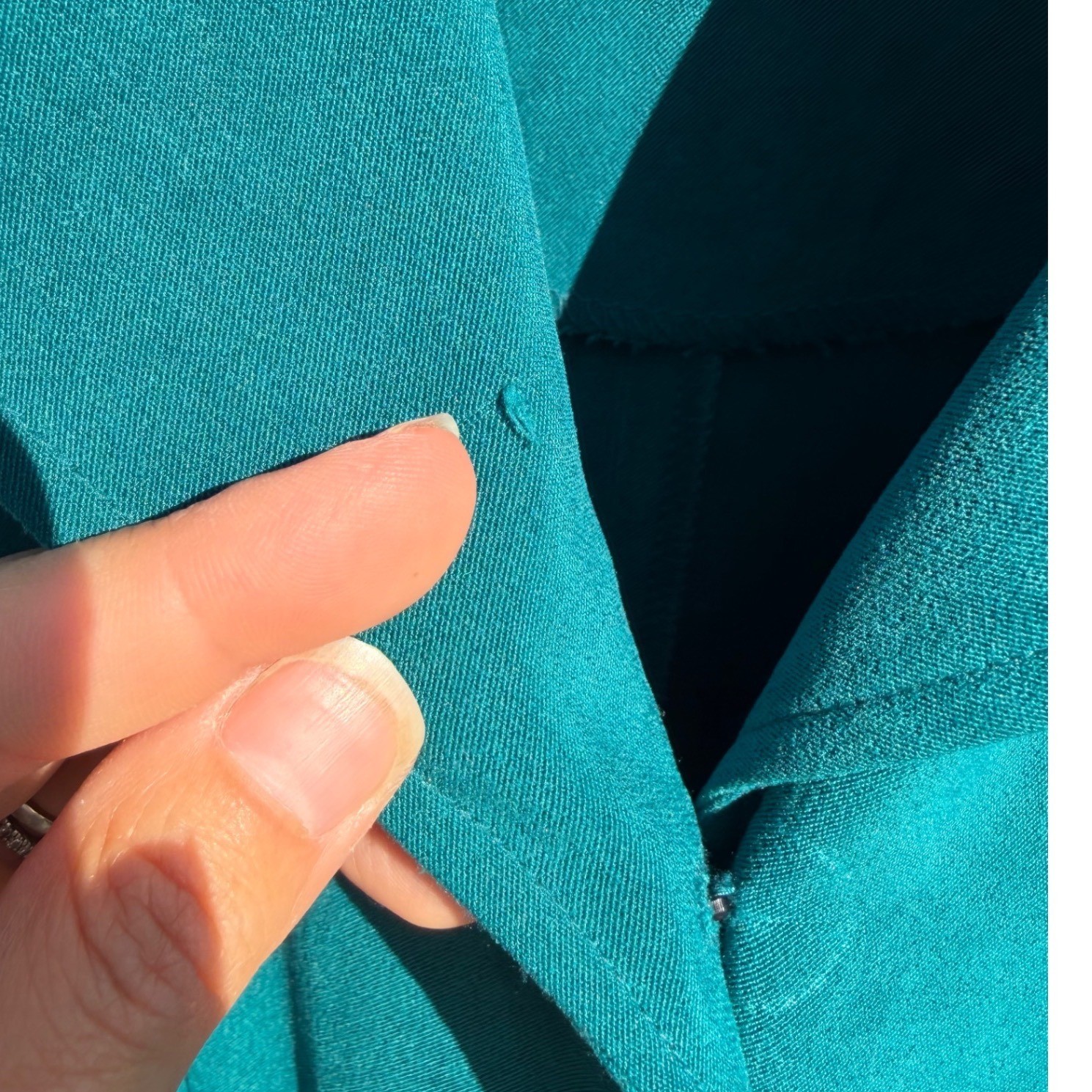 Vintage D.J. Summers Teal Blue Longline Blazer Coat Black Collar Size 14