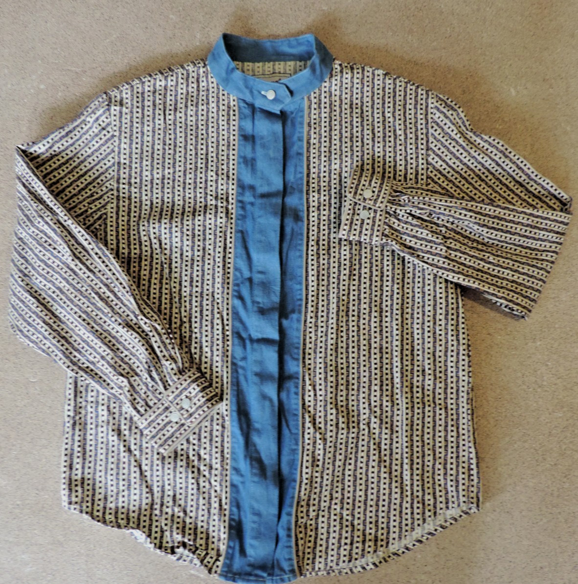 Womens VTG Wrangler Western Wear cowboy rodeo aztec print no collar shirt sz XL