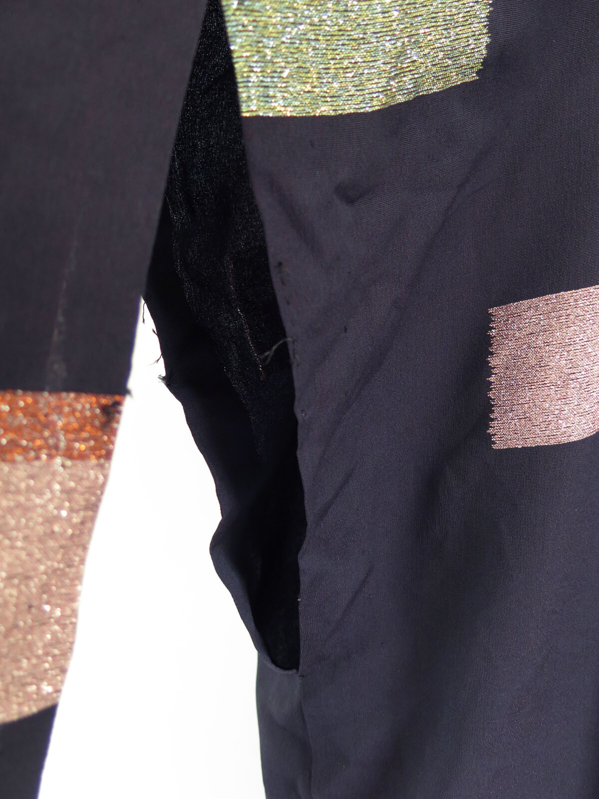 Original Vintage 1950s 1970s 1980s Blue Pink Lurex Deco Style Kimono Robe Gown