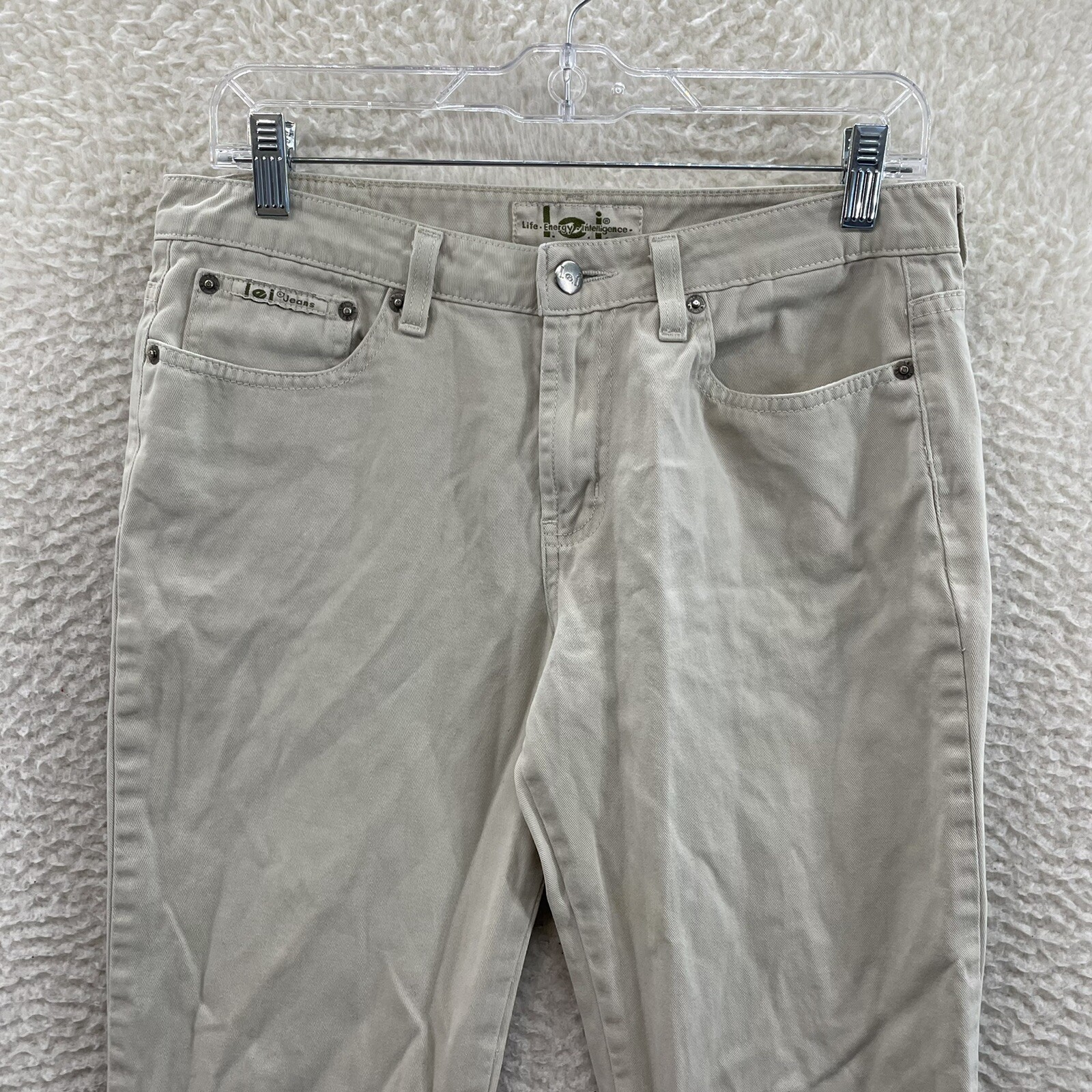 Y2K Vintage Lei Pants Jeans 10 12 29 30 Khaki Tan Beige Mid Rise Bootcut Flare