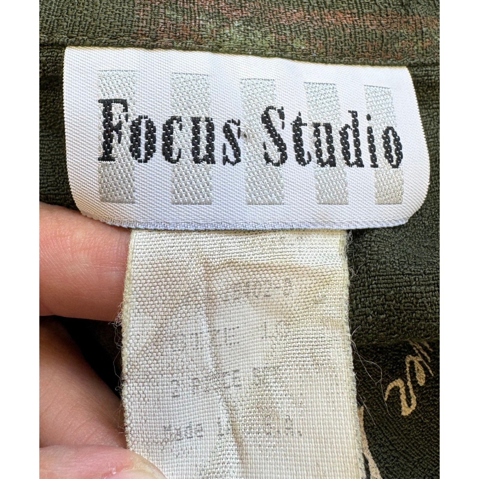 Vintage Olive Green Linen Blend Two Piece Dress Pants Set Cottagecore Chic 10
