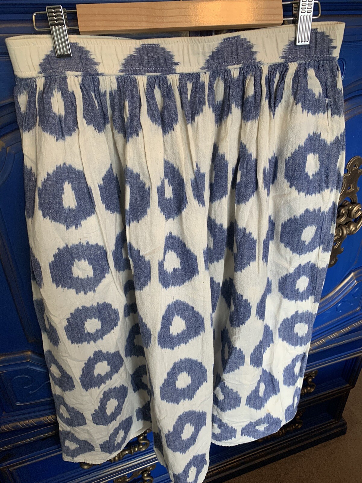 Vintage Century Skirt Blue And Cream Aline Circle Pattern Size 16