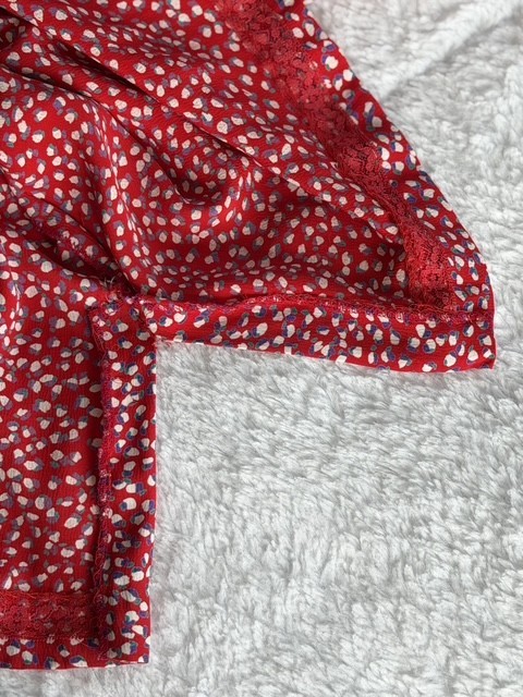 Vintage Jane Schaffhausen Belle France Rayon Dress Red Floral Ruffle Size 8 USA