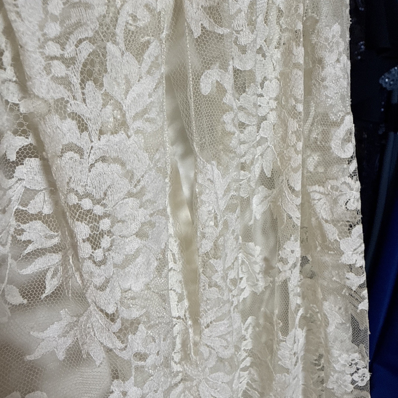 VTG silk wedding gown handmade from 1969 watteau lace train over 7 ft sz 8