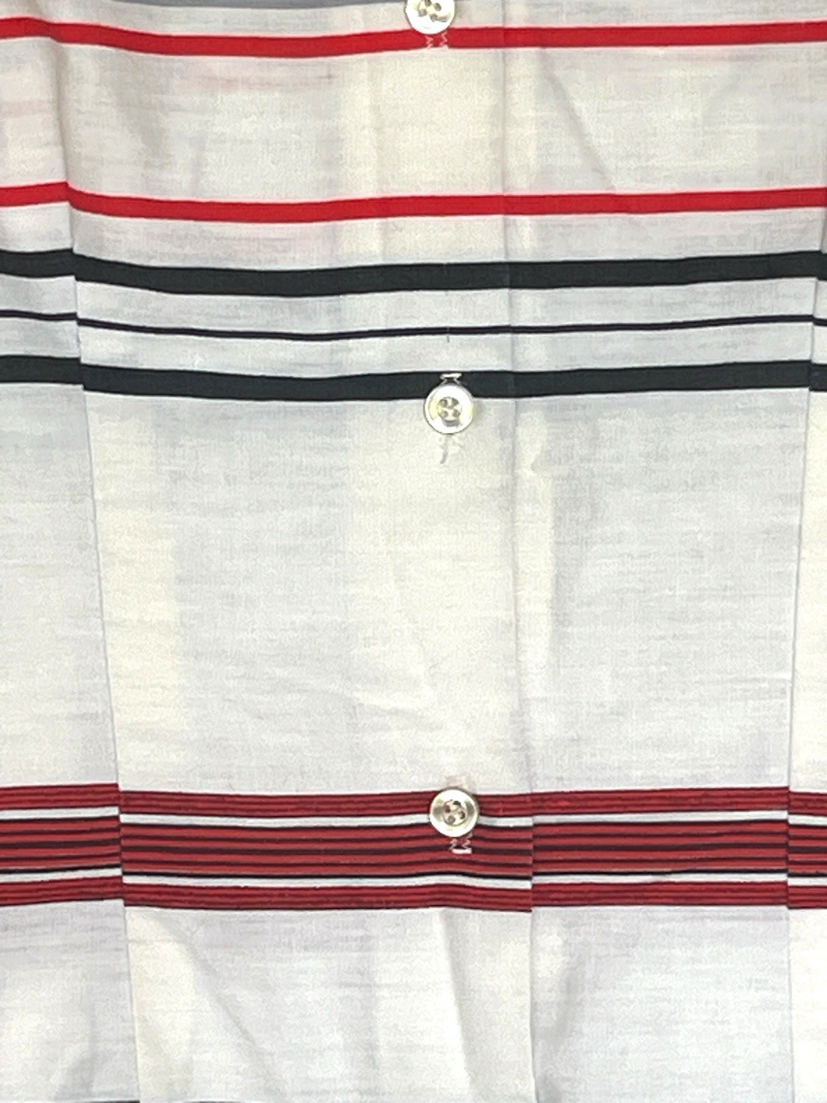 Vintage 1970s Womens Shirt Blouse Red White Blue Striped Collars & Cuffs M Mod
