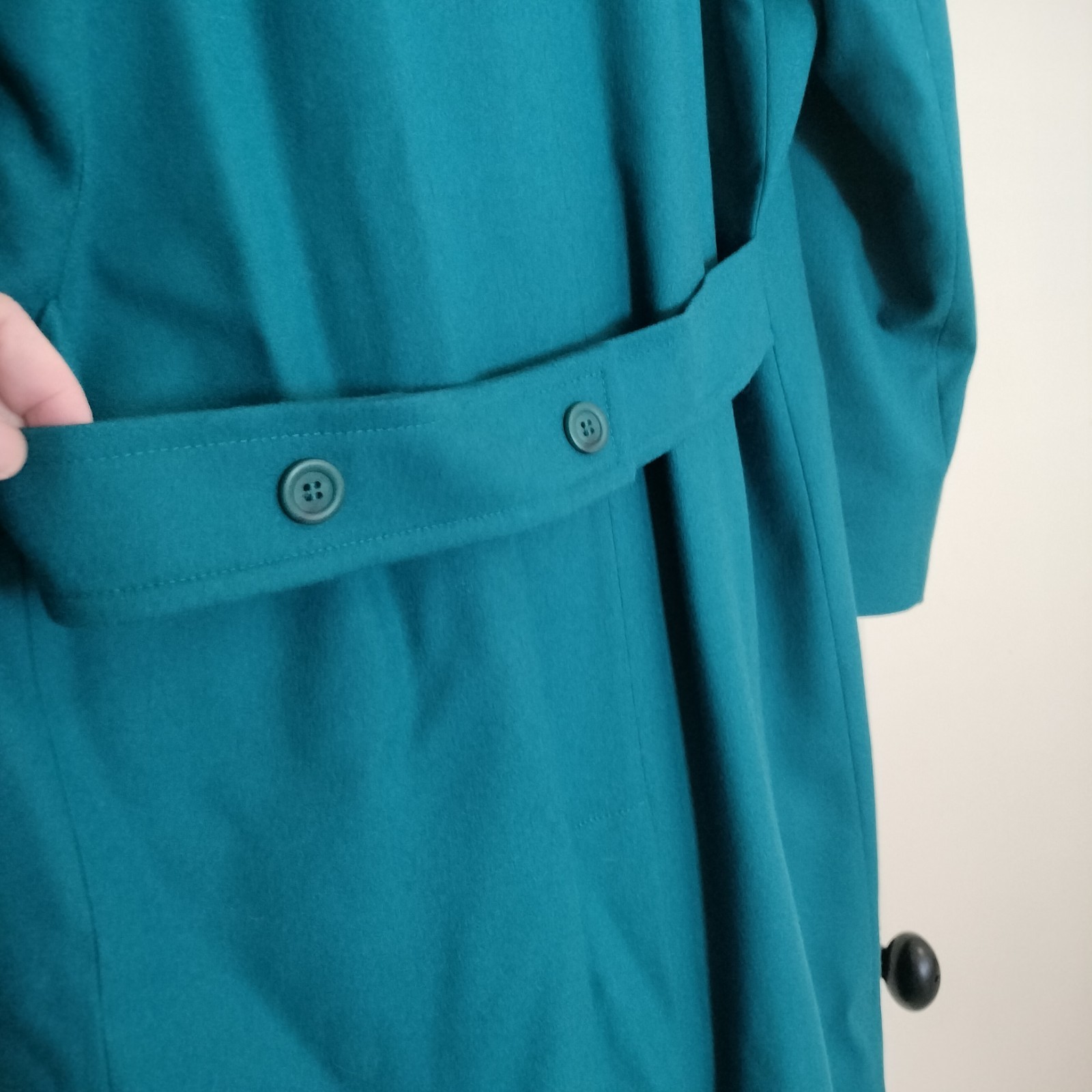Vintage 1970s Pendleton Virgin Wool Lined Teal Trench Coat Women’s 16