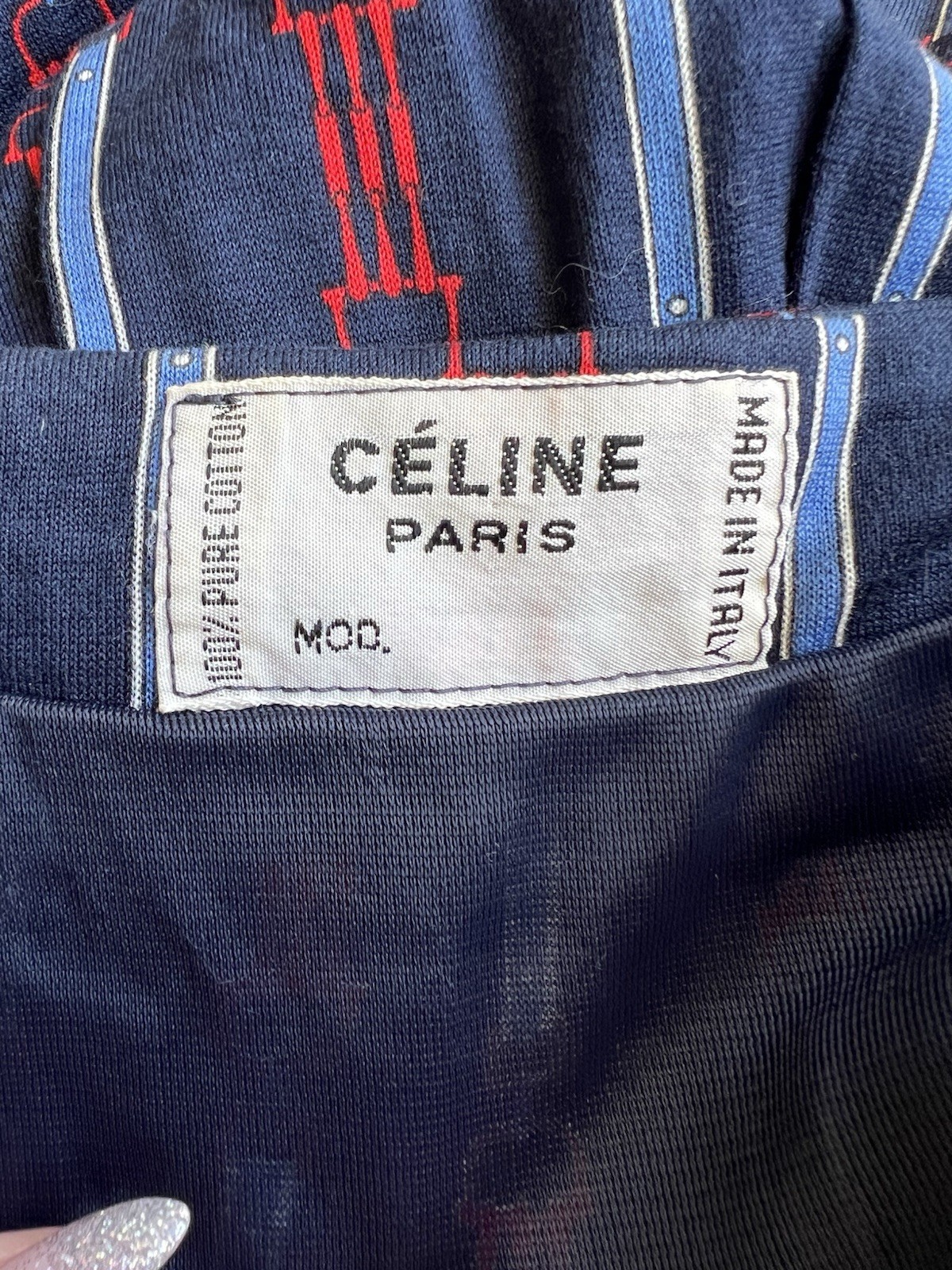 Vintage CÉLINE 1970s Equestrian Print Cotton Dress Two Piece Blouse Skirt Set XS