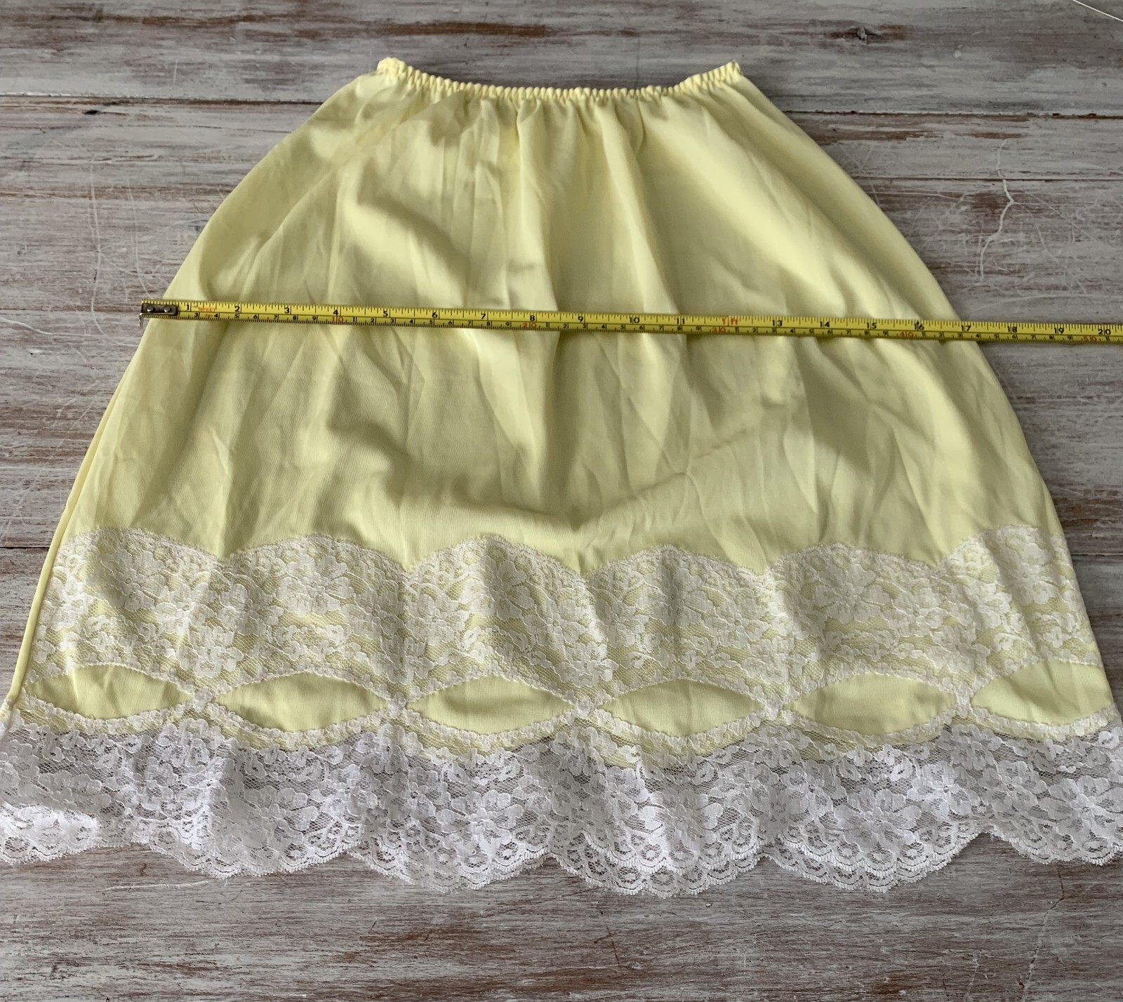 Greenco Maid Vintage Size 6 Medium Sunny Yellow Half Slip White Lace Detail