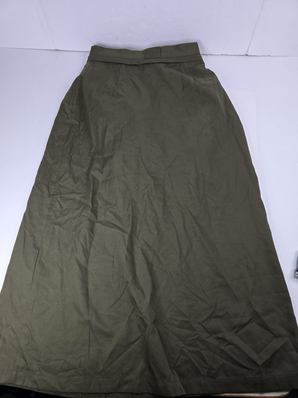 Vtg Green Travel Smith Button Skirt Dress Womens Size L Large Boho Military USA