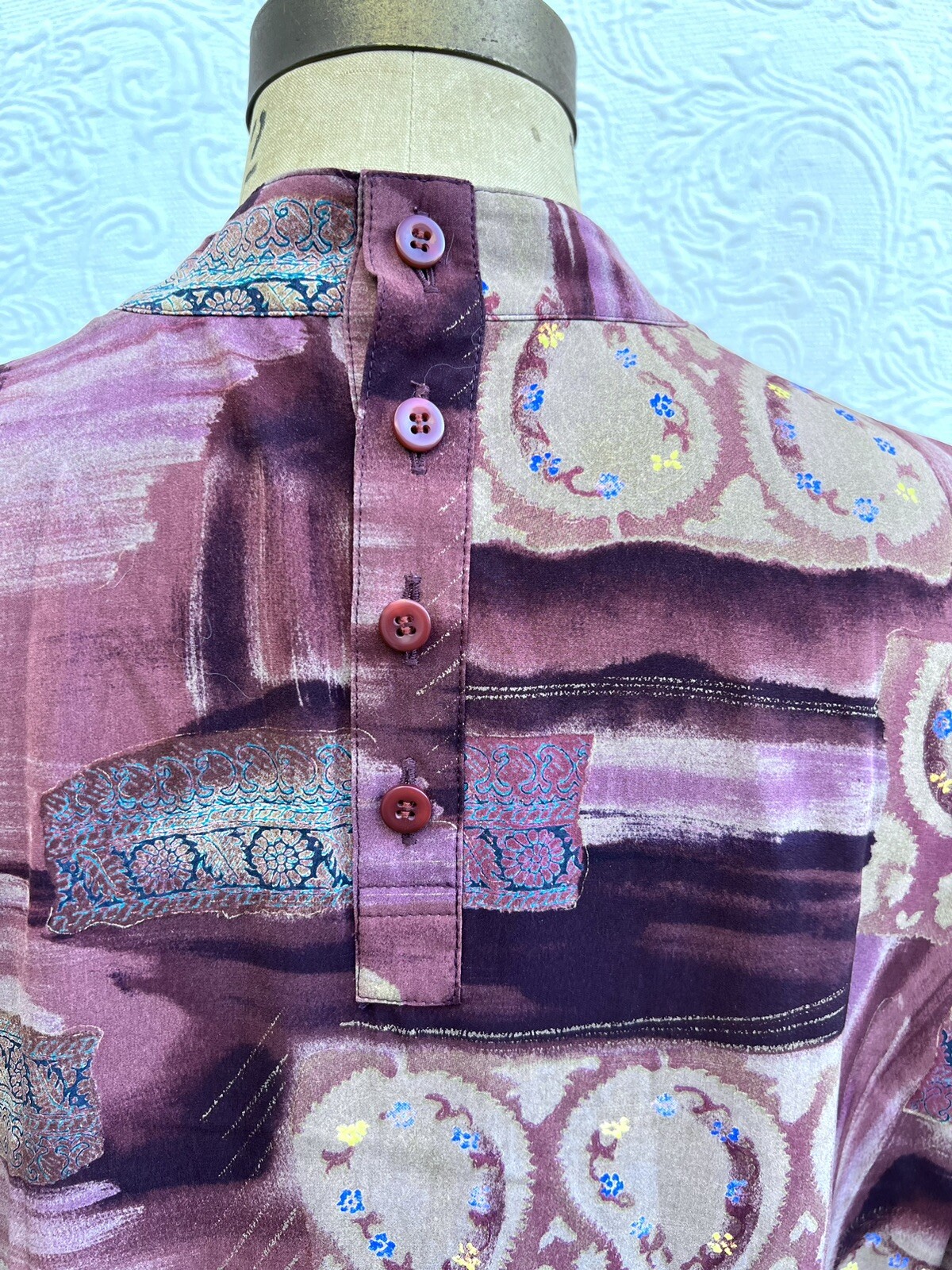 Christian Aujard 90s Vtg Paisley Cowl Blouse LS Pullover 86/90cm Japanese import