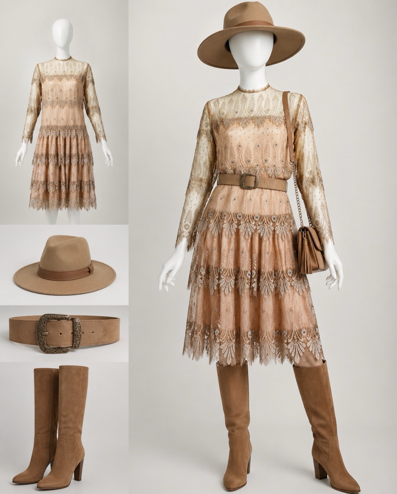 Rina Di Montella Vintage 20s Style Flapper Midi Dress (Modest/Long) 100% Silk