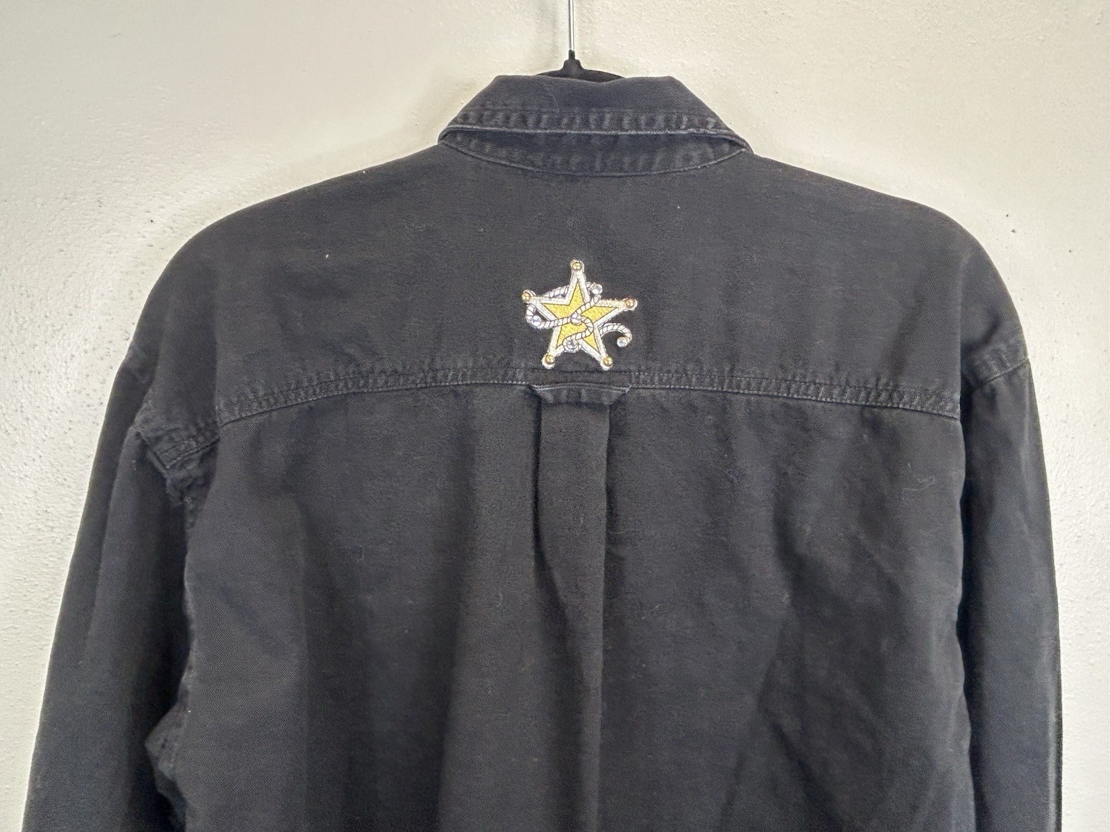 Vintage 90s Women’s L Black Blue Sue Who Western Rodeo Cowboy Cowgirl Shirt Top