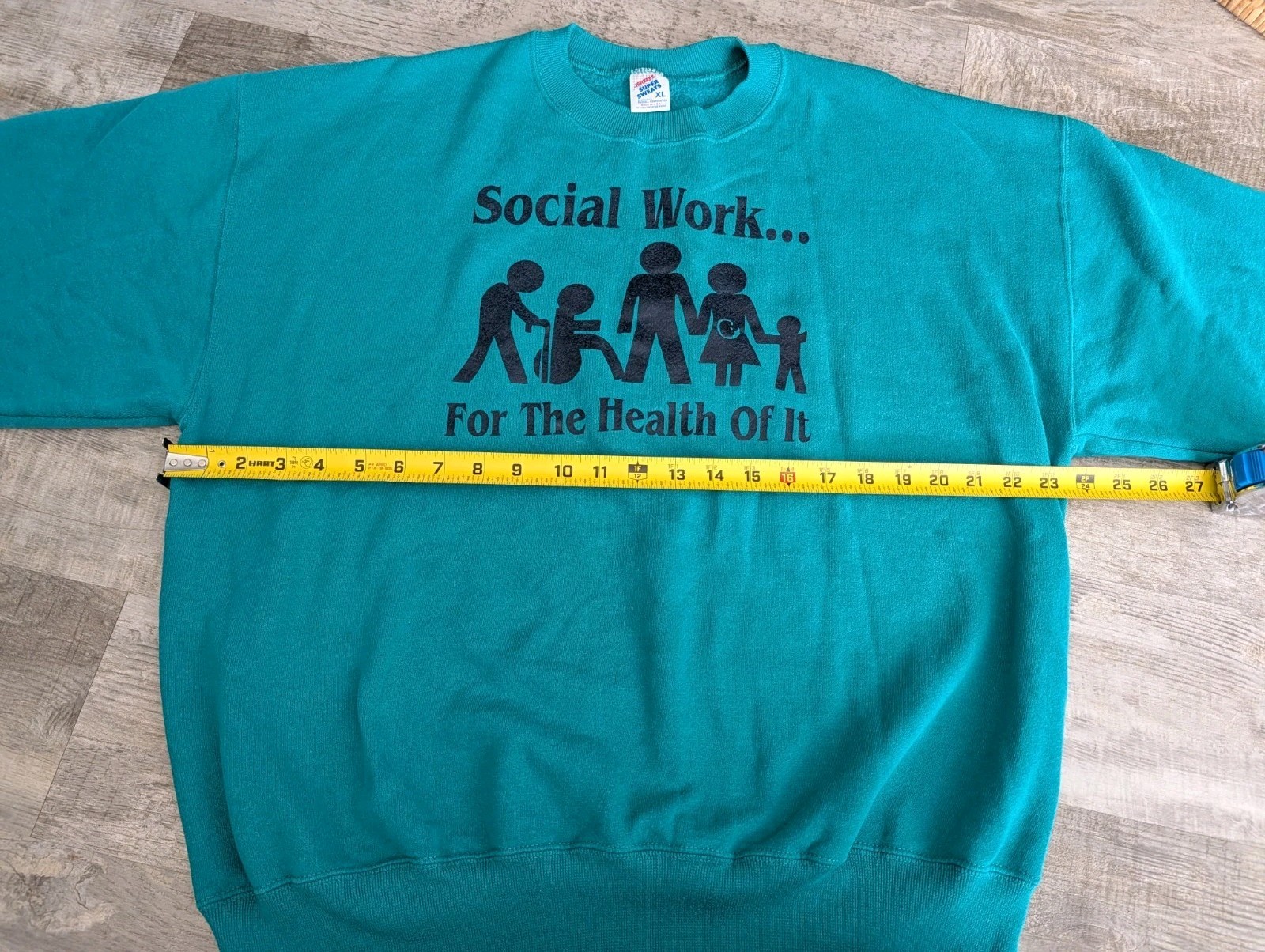 Vtg Jerzees Super Sweats Sweatshirt USA Social Work For The Health Of It XL