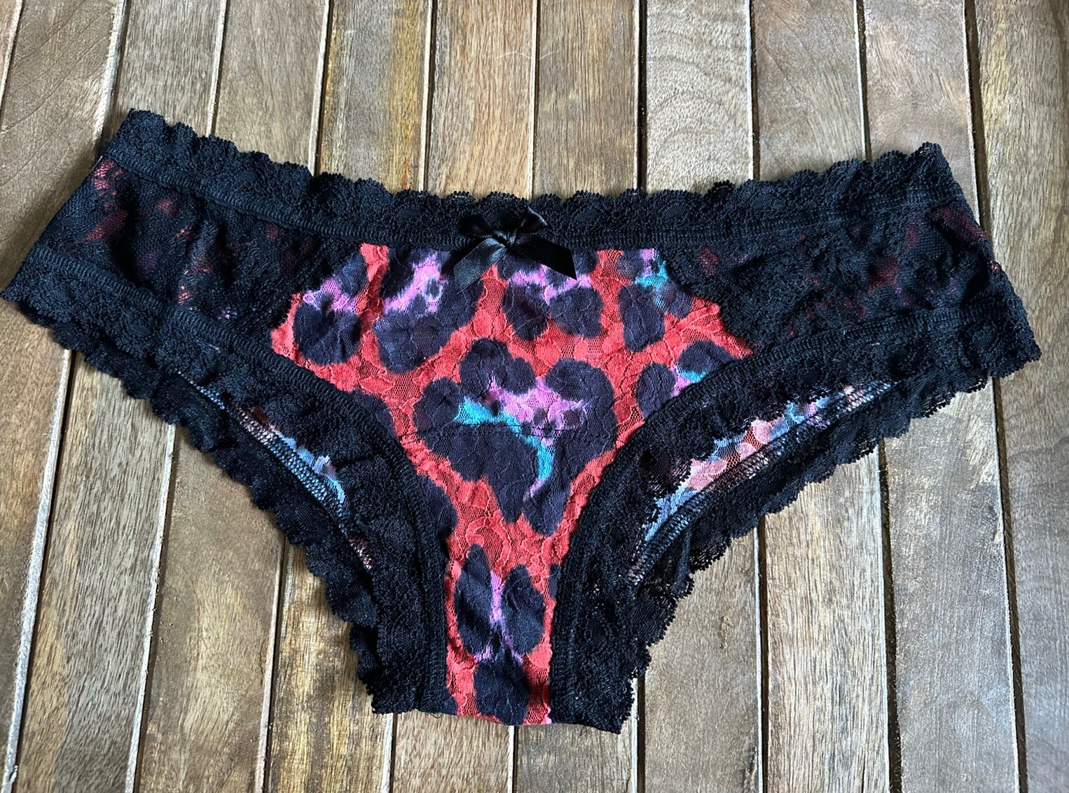 Vtg Hanky Panky M Black Lace Hipster Hiphugger Bikini Panties