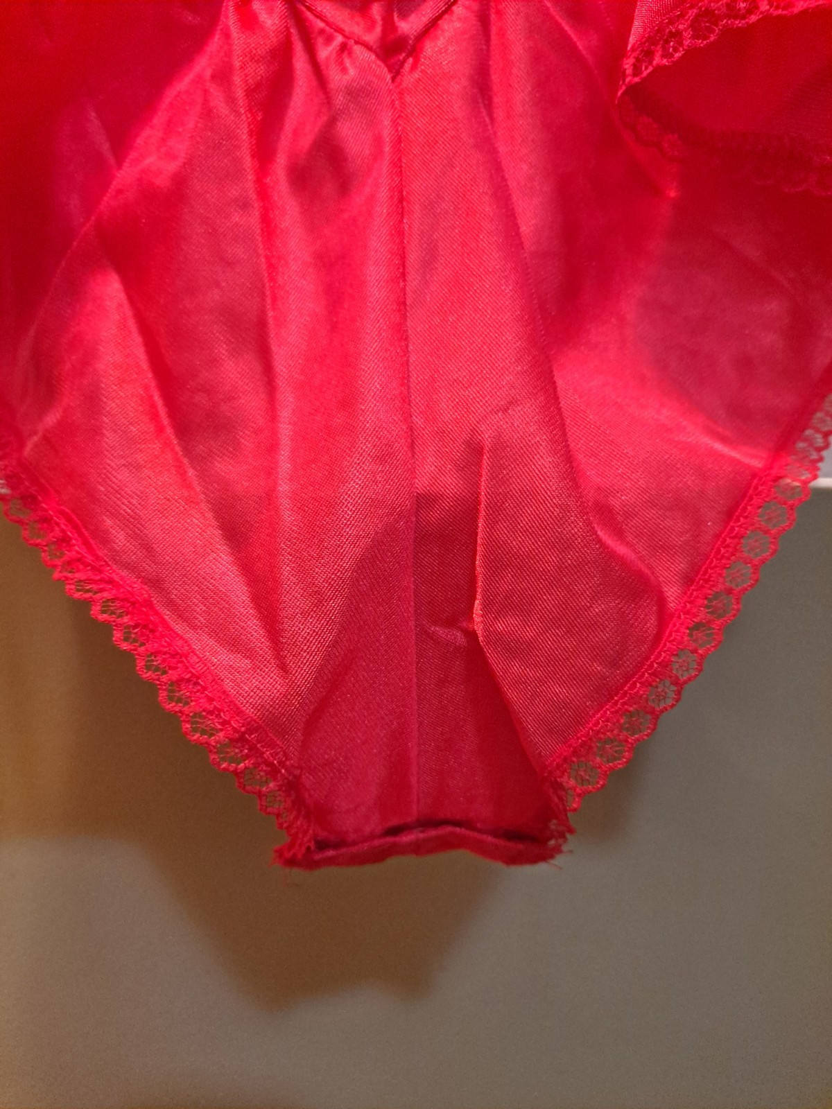VTG Fantasy Nightwear Red Hi Cut bodysuit Sz Small Negligee USA Snap Crotch