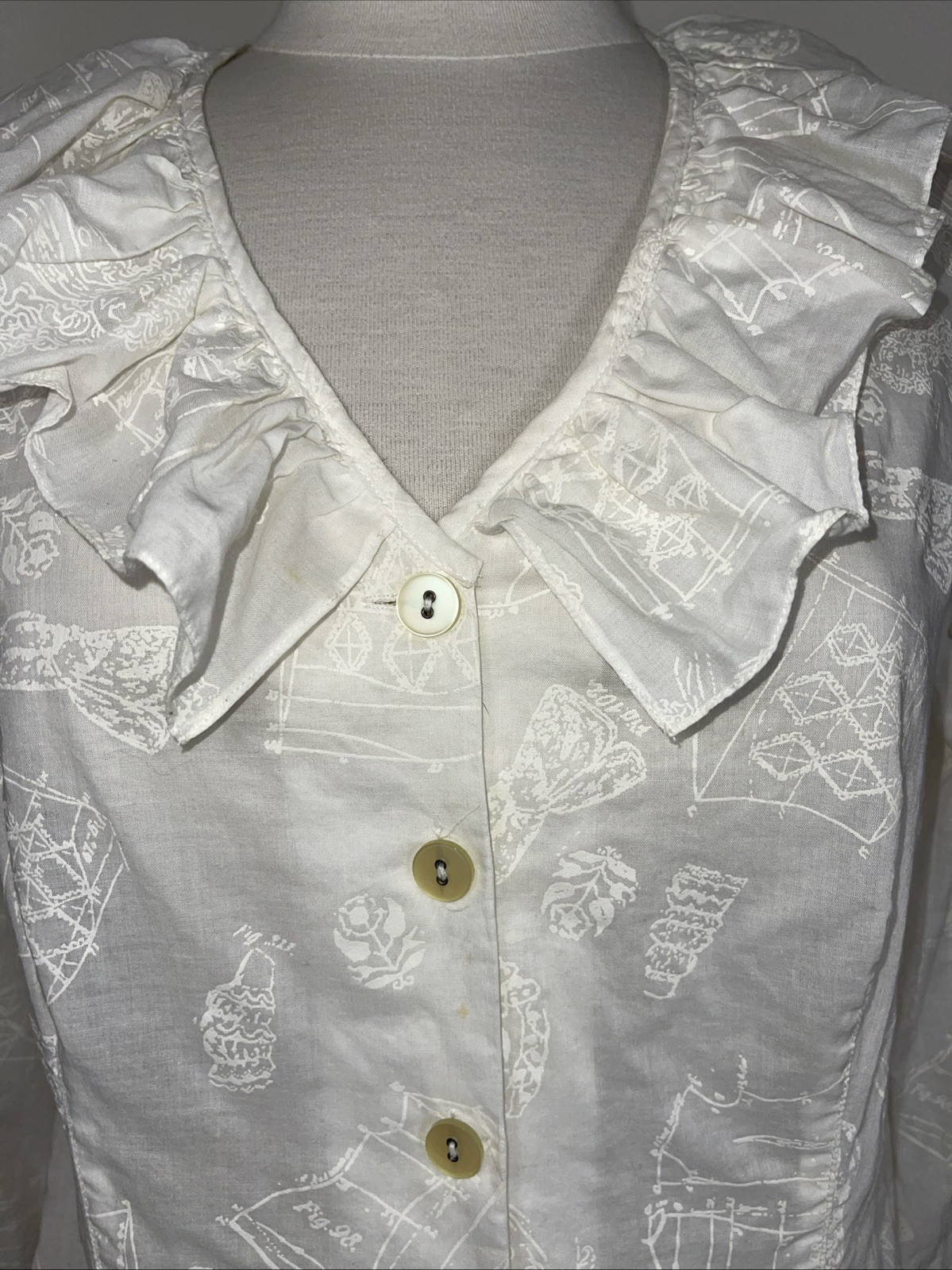 Vintage WilliWear Willi Smith Novelty Print Poet Ruffle Blouse Top 10