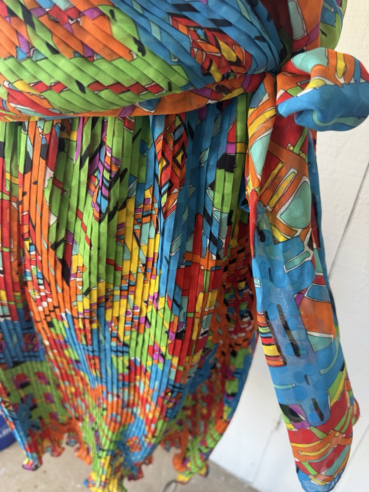 Vtg 80s Diane Freis Colorful Print Skirt Set Fits L/XL Micro Pleated Maximalism