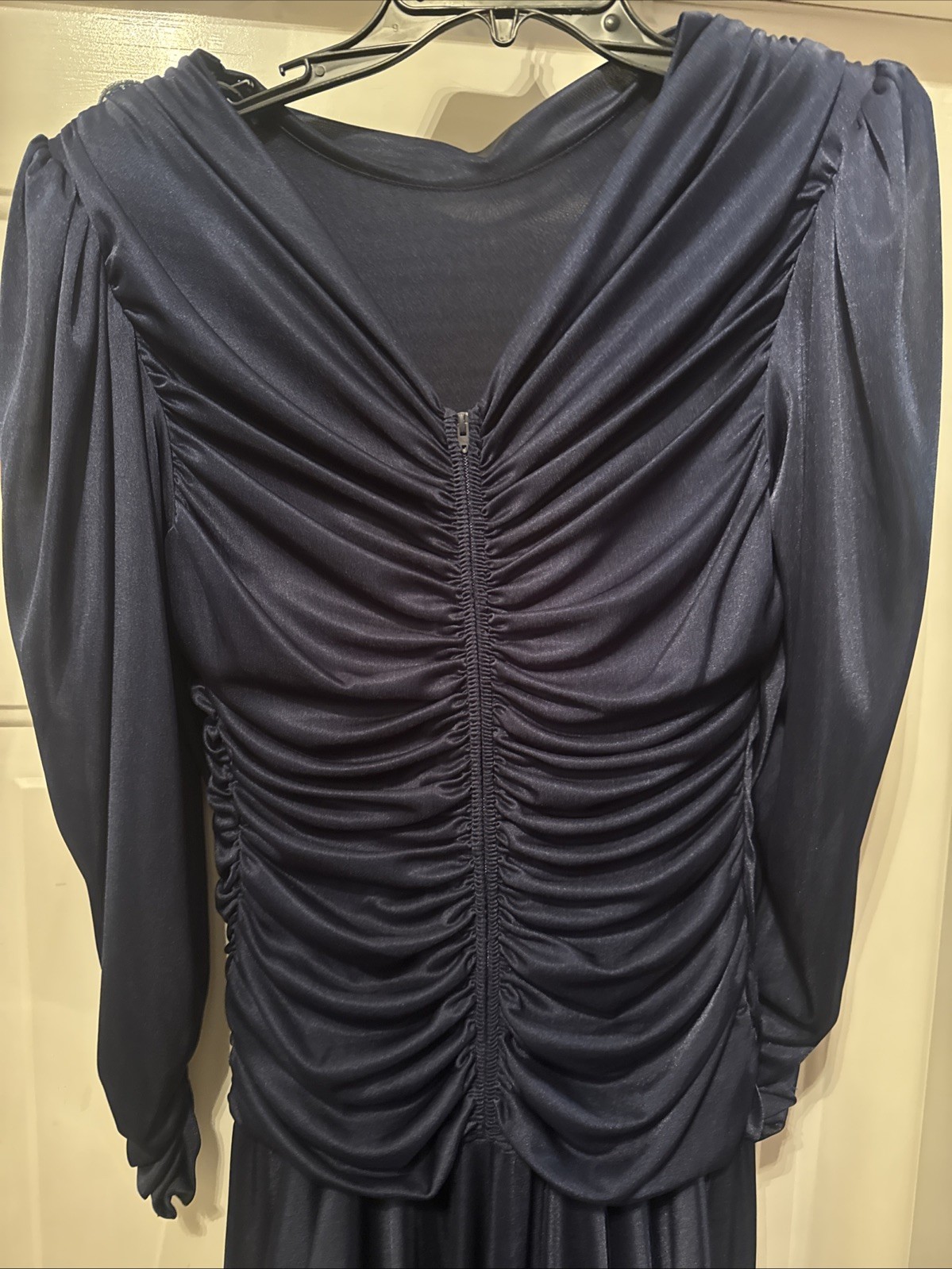 VTG 80’s Filigree Ltd Blue Ruched Midi Dress USA Style 8042 Size S?