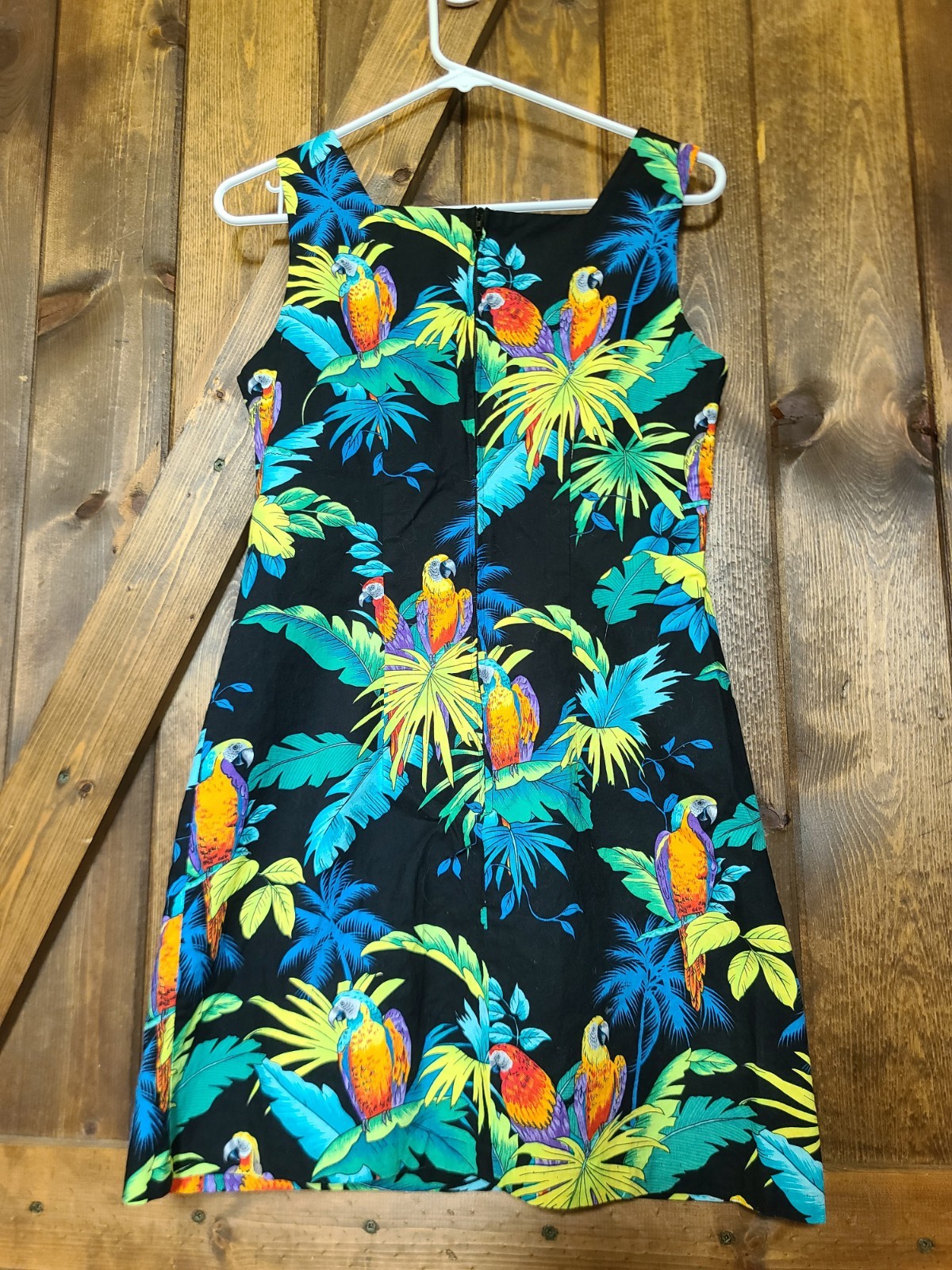 Vintage Shannon Marie Tropical Mini Dress Made In USA Size S / M Black Hawaiian