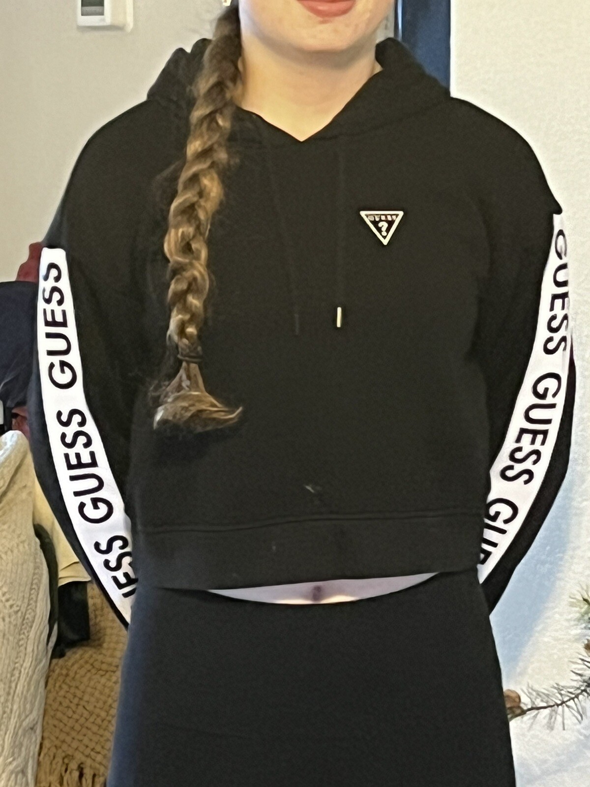 Vintage Guess Los Angeles Black White Hoodie Sweatshirt Size M
