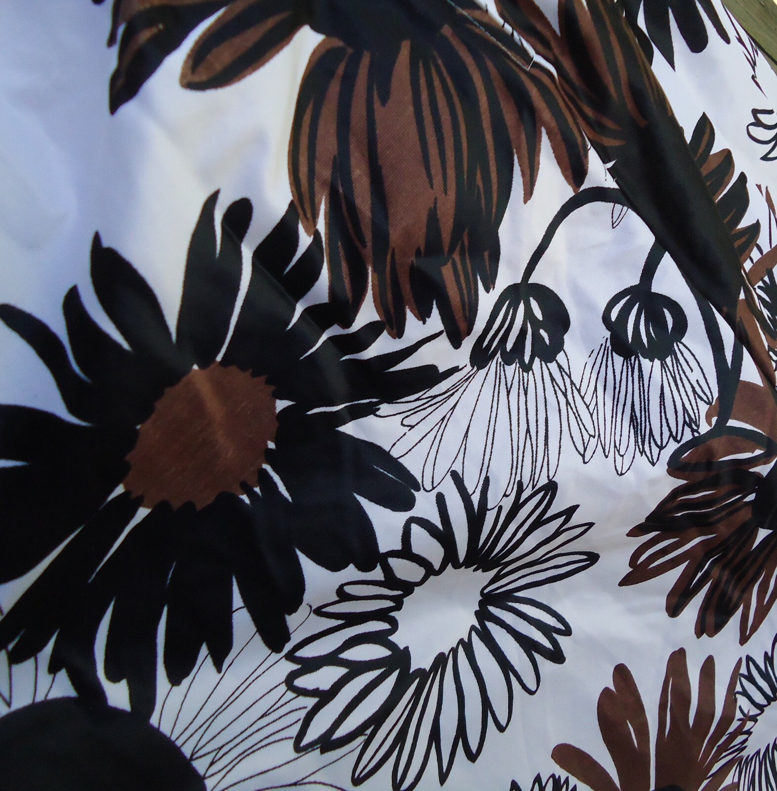 NOS Vtg 70s MidCentury Sleeveless White Brown Black Floral Maxi Dress sz 14