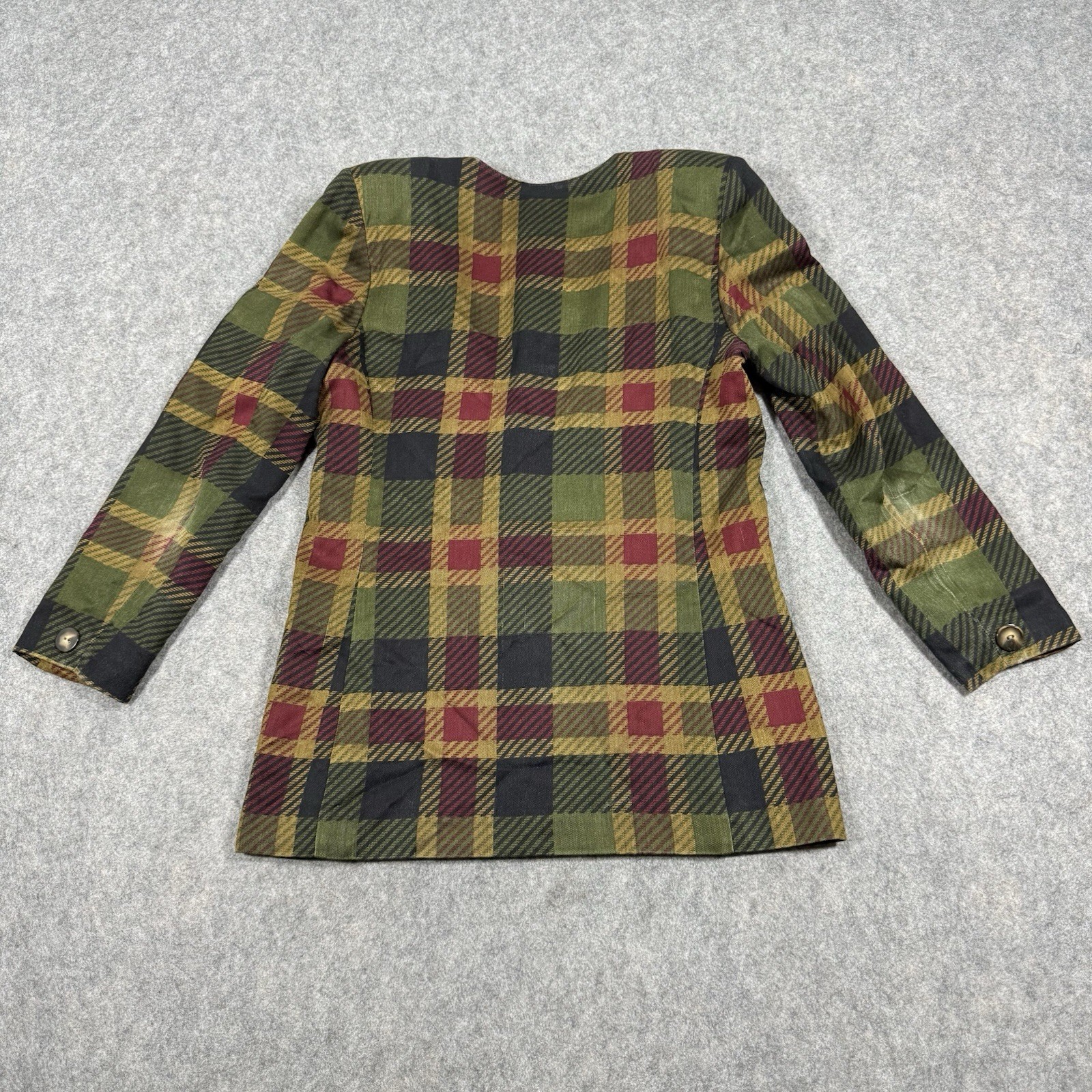 Norton McNaughton Vtg Open Front Blazer Women’s Size Petites 4 Multicolor Plaid