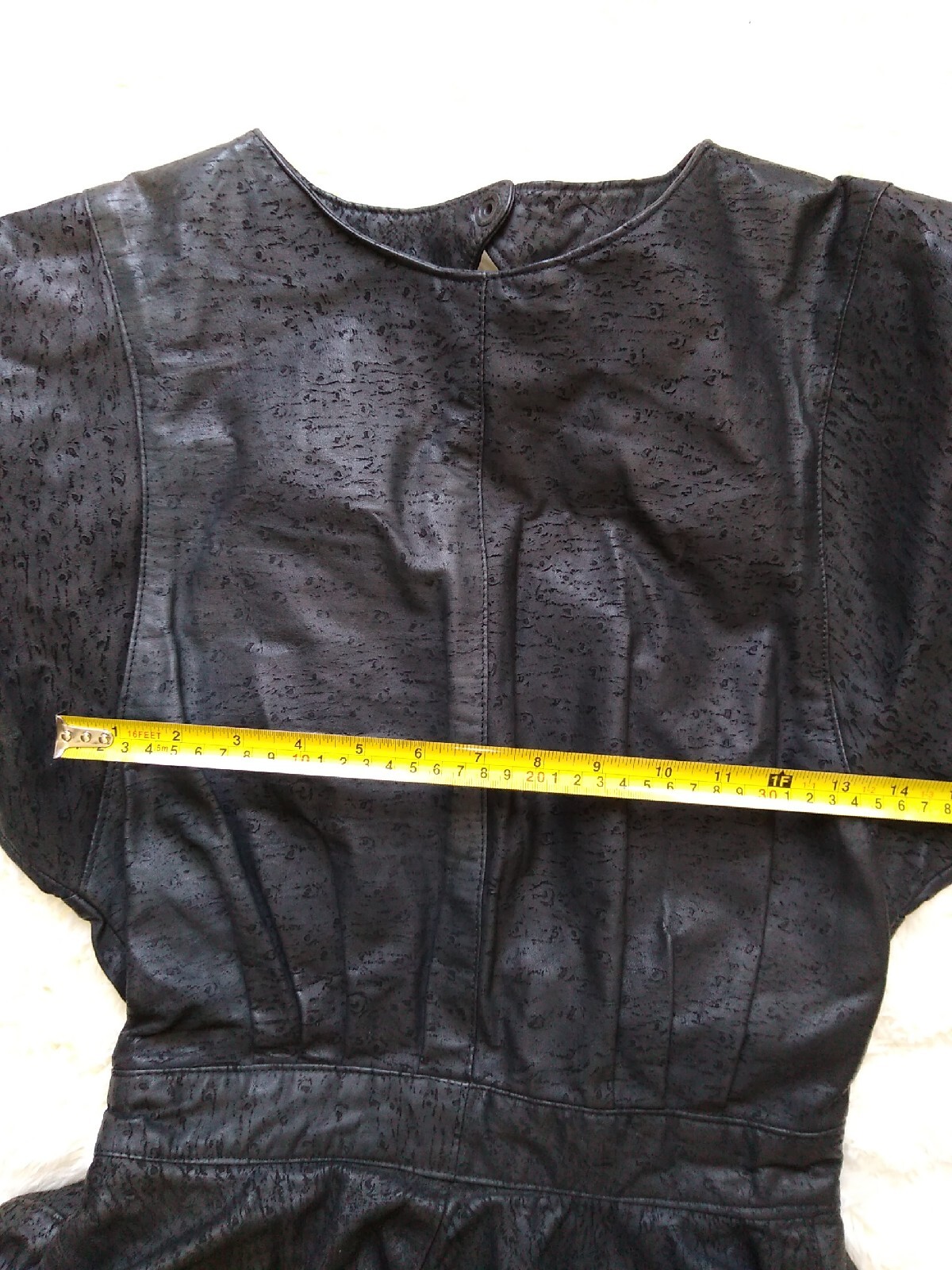 Vintage 1980’s Sz S Handmade Unbranded Leather Dress Black, Cocktail Peplum!