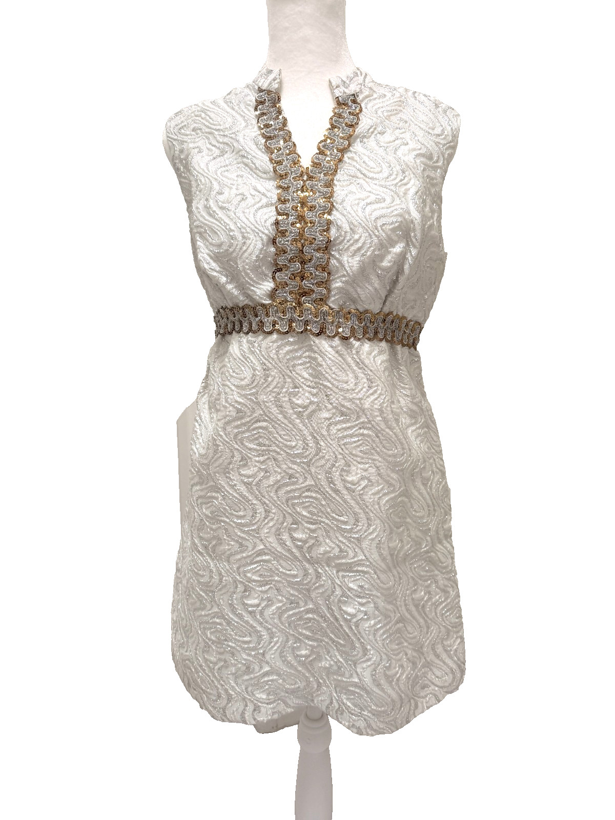 Vintage 1960’s White Silver Sparkly Mod Mini Bridal Cocktail Party Dress