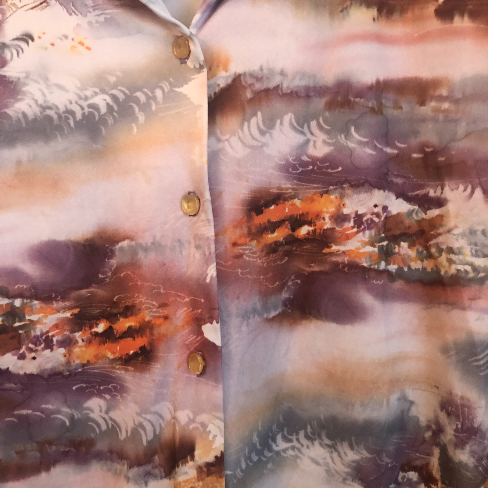 1970’s Abstract Waves Art Polyester Unisex Polyester Longsleeve Blouse