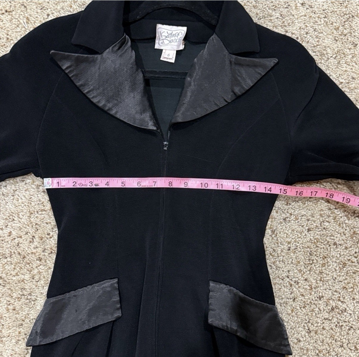 KATHRYN DIANOS Vintage Fitted Sz 6 zip Black Dress stretchy GUC B77