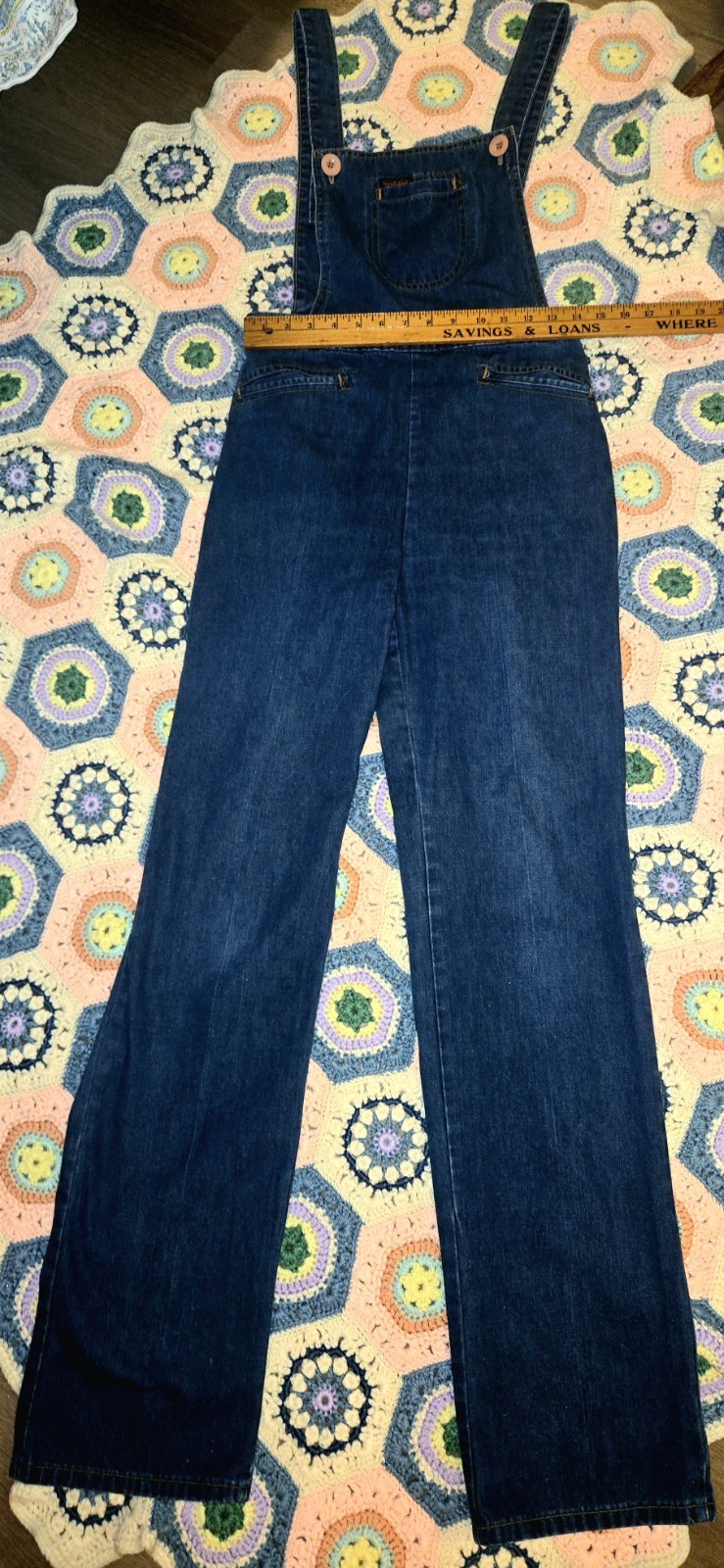 VINTAGE 70S LANDLUBBER OVERALLS JEANS DENIM 28 × 30 9 RARE BOSTON MASS USA EXC