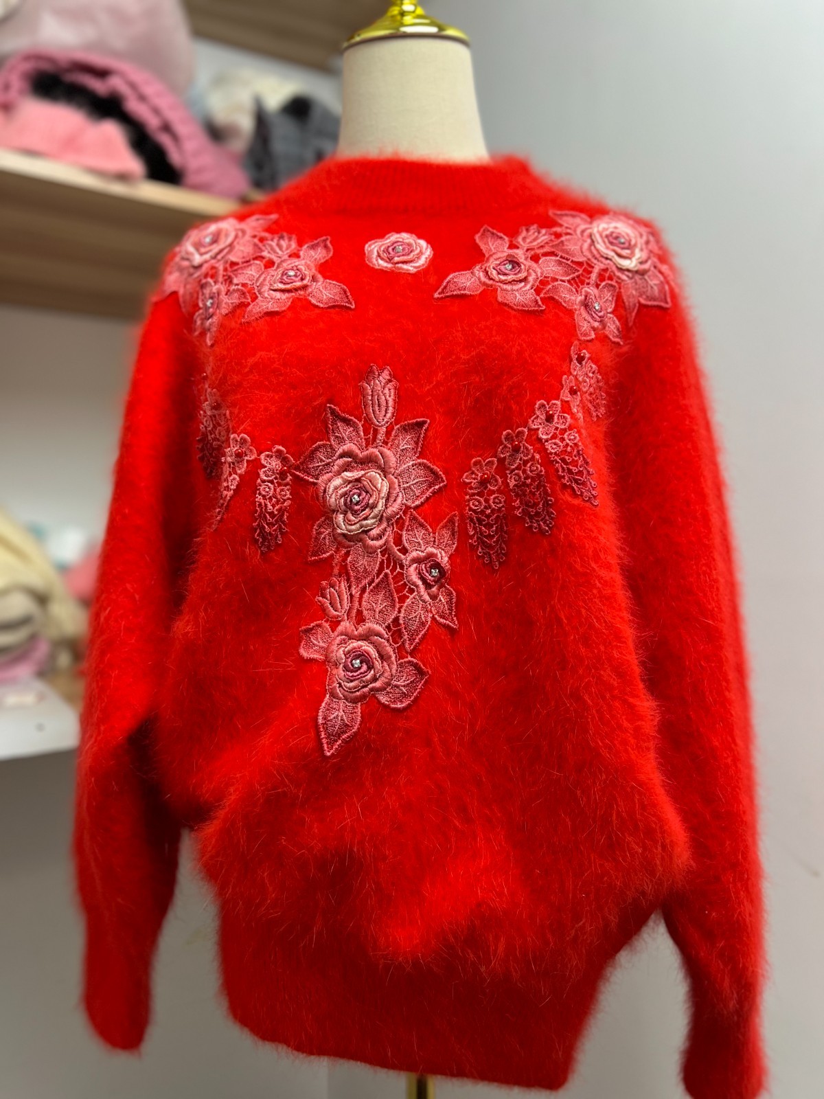 80% Angora Vintage Sweater Blended Jumper Super Soft Fluffy Fuzzy Pullover