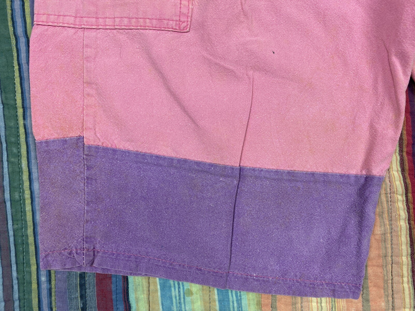 Vintage 80s DOVE Pink Beach Shorts Gym Swim Drawstring Palm Tree ColorBlock Sz M