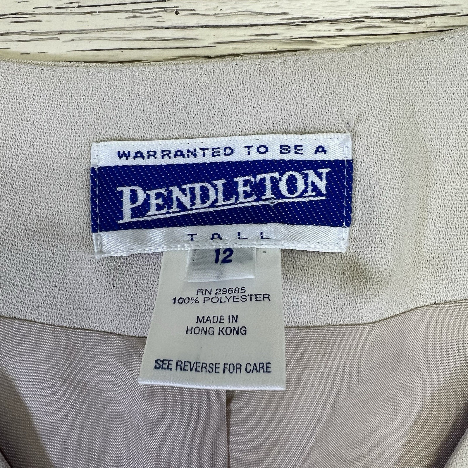 Vintage Pendleton Blazer Women’s 12 Tall Beige 80s 90s Made In Hong Kong