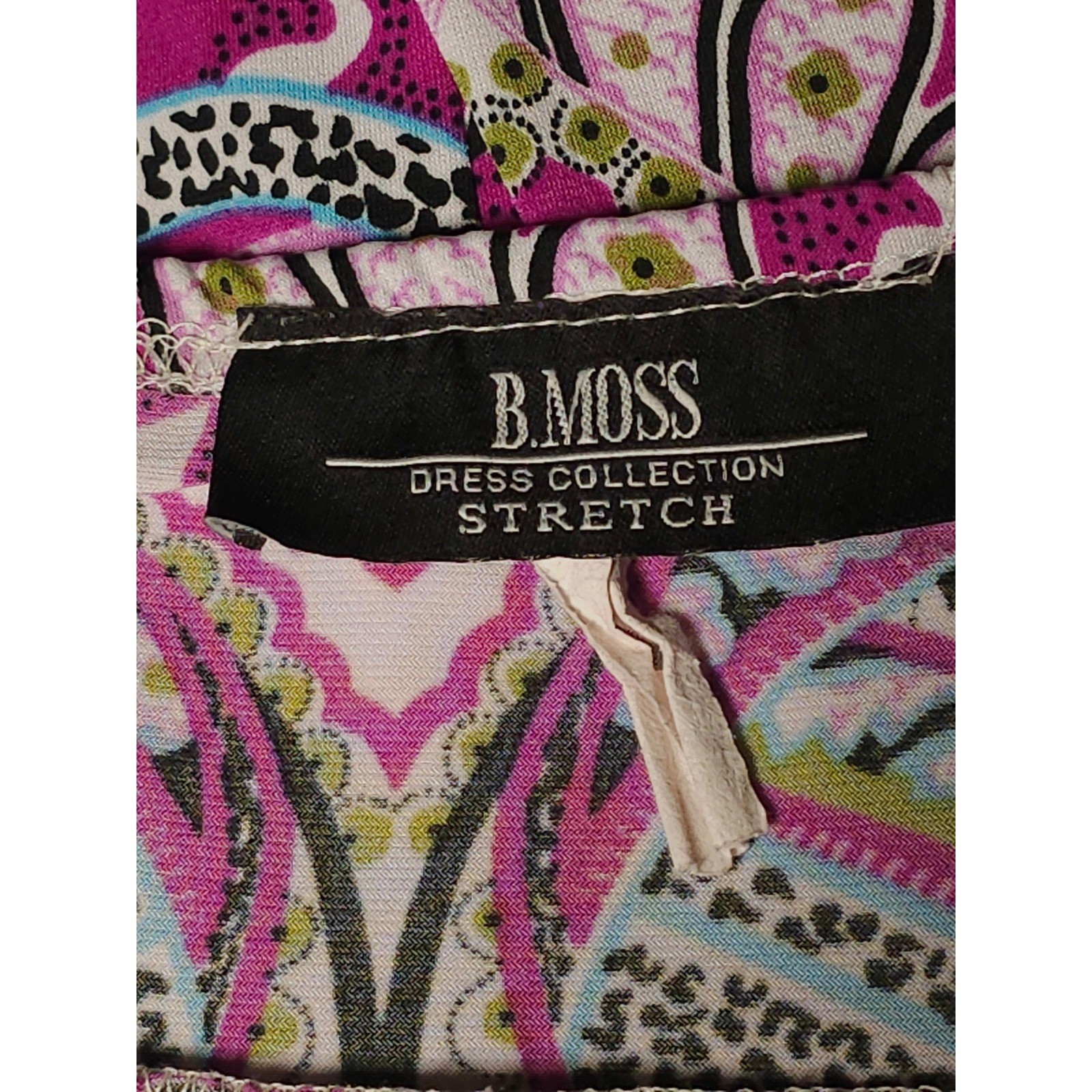 Vintage Y2K B. Moss Paisley Twist Front Stretch Mini Dress Purple Medium Retro