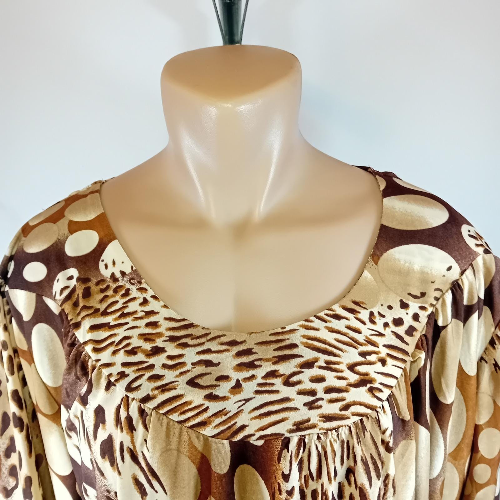 Vintage Y2K Plus Size C.O.C. Animal Print Tunic Maximalism Bohemian Casual 2XL
