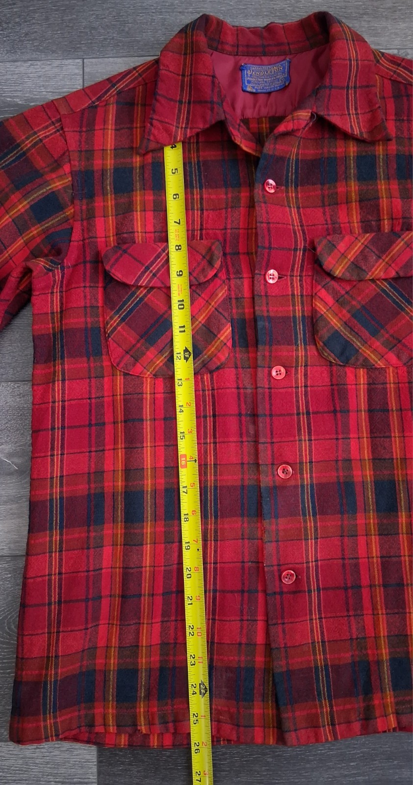 Vintage Pendleton Wool Tartan Plaid Flannel Shirt Red Blue Womans Size XL