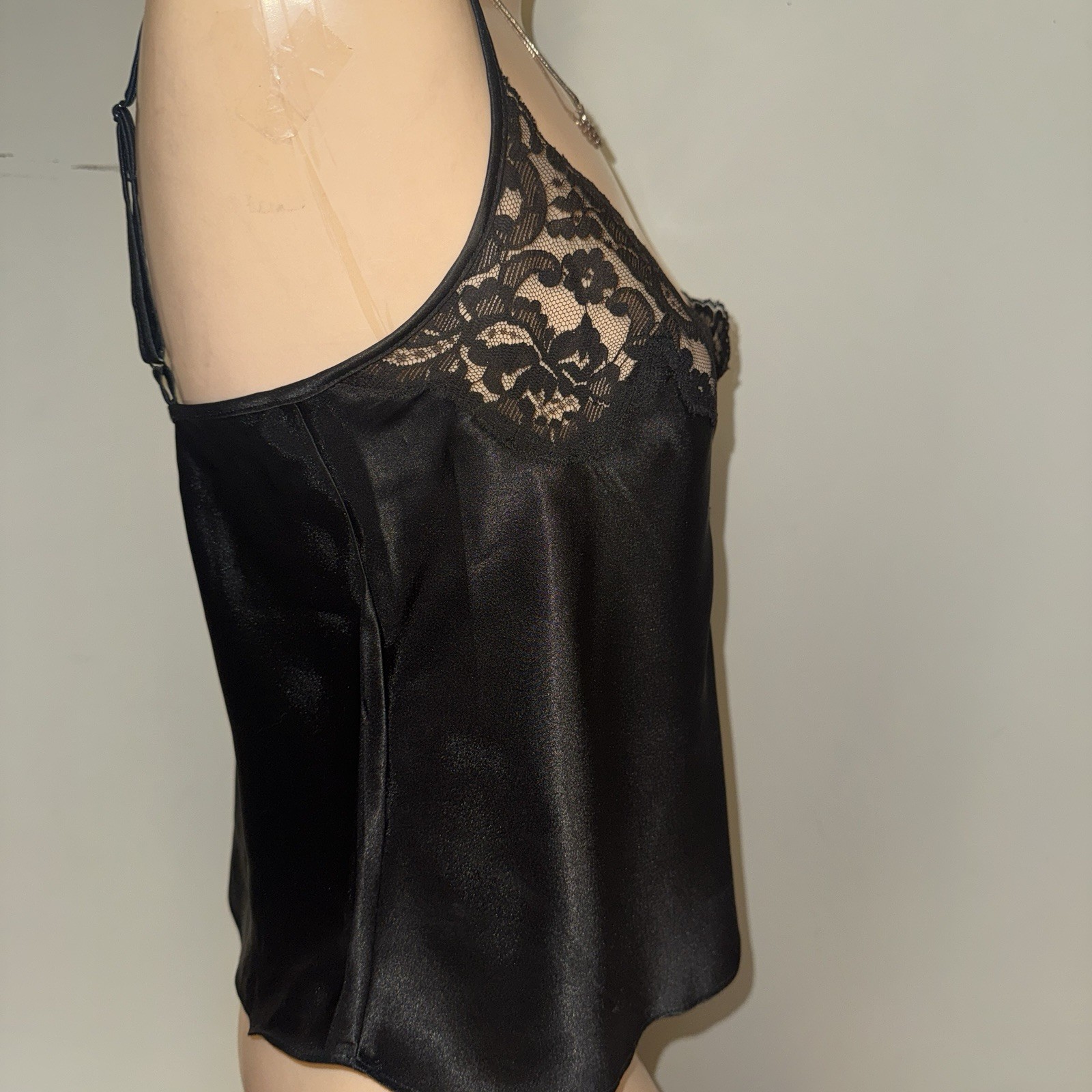 Victorias Secret Black Lace Camisole Gold Label Satin Whimsical Princess Fairy S