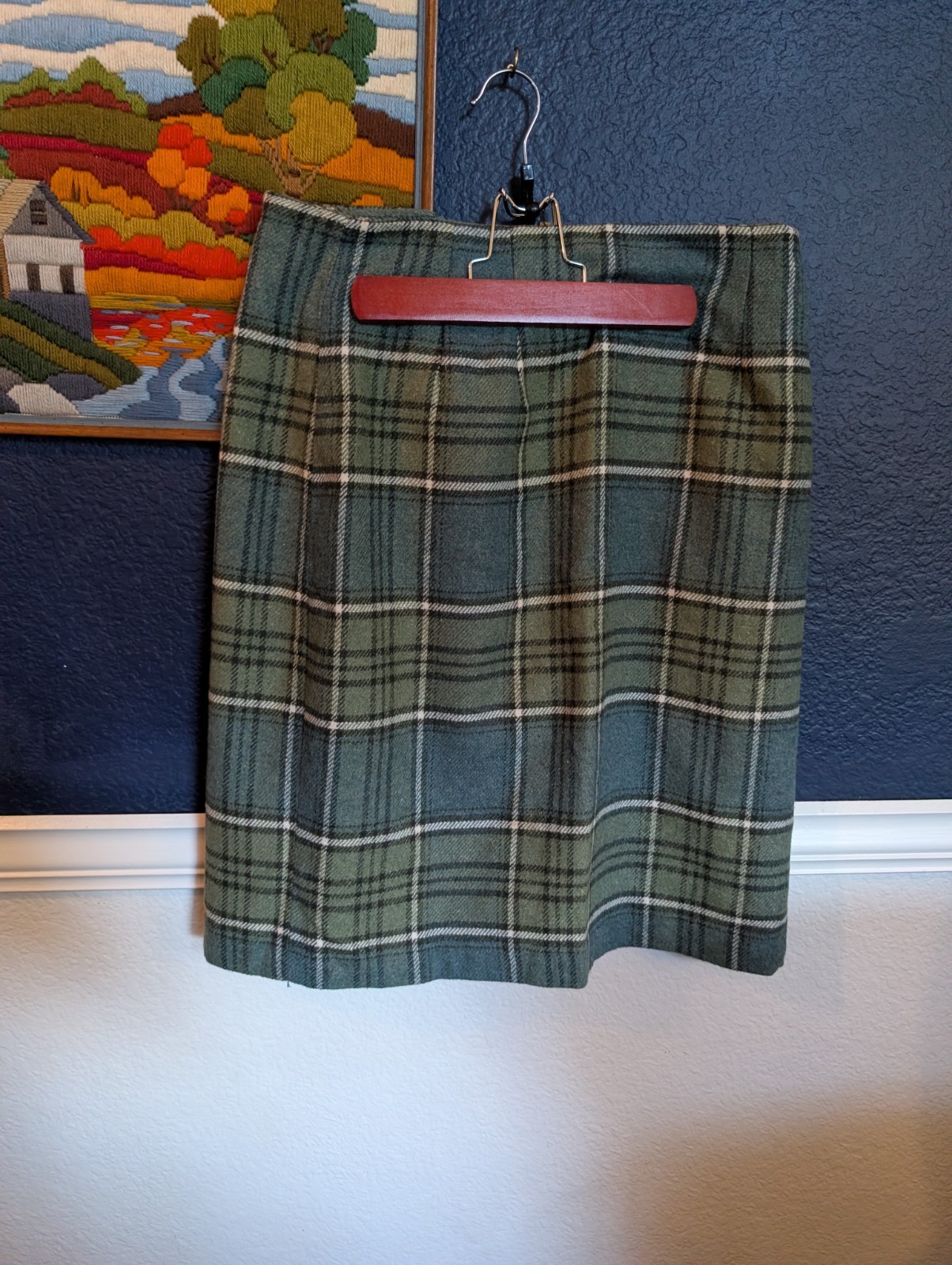 VTG J G Hook Blue Green Wool Blend Plaid Short Punk Prep Skirt Sz 12 Large L